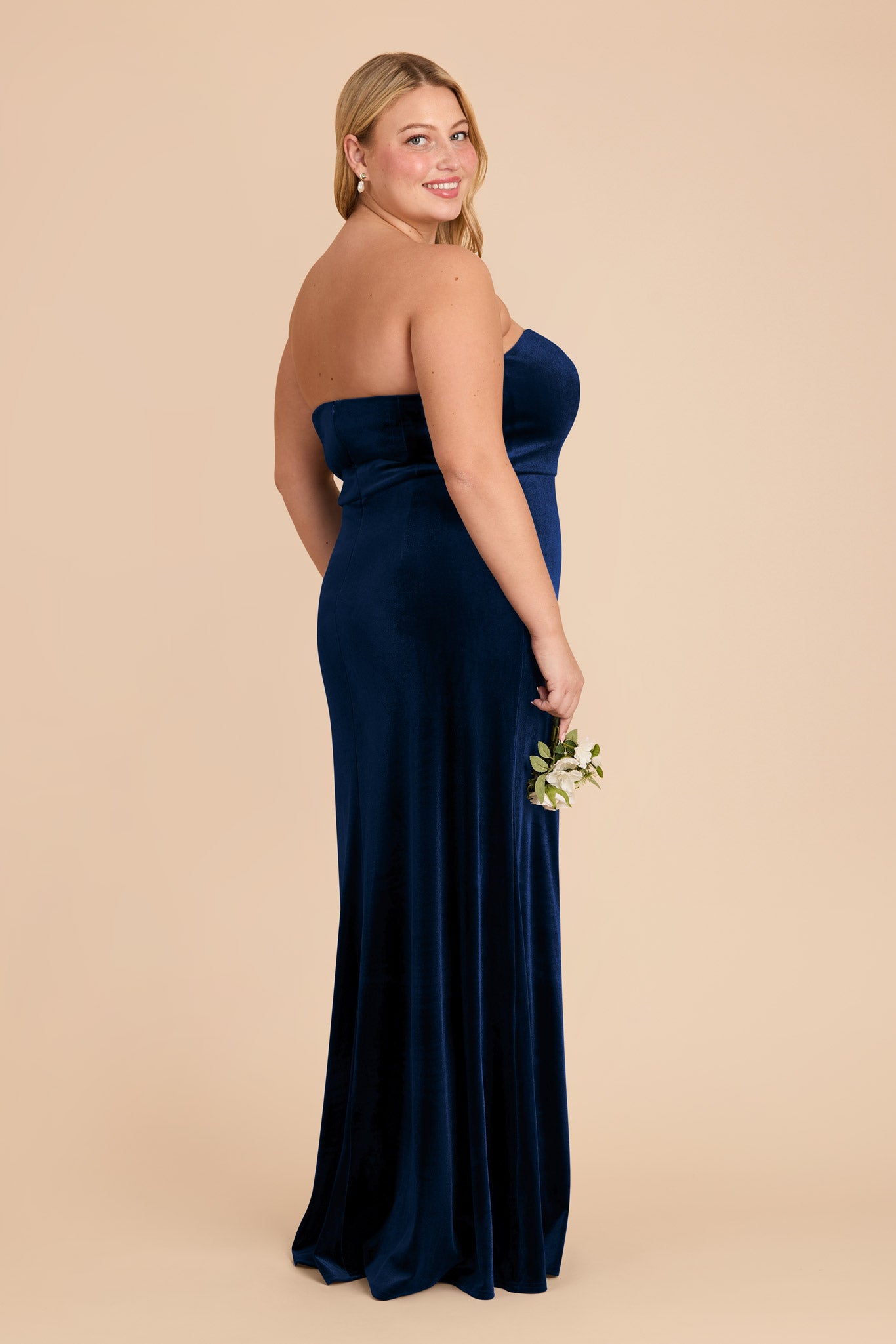 Velvet Corset Dress with Removable Straps | Anne Navy