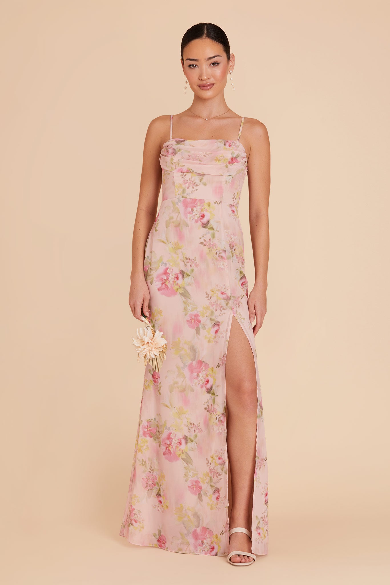 Vintage Pink Floral Convertible Dress with Removable Sleeves | Mira