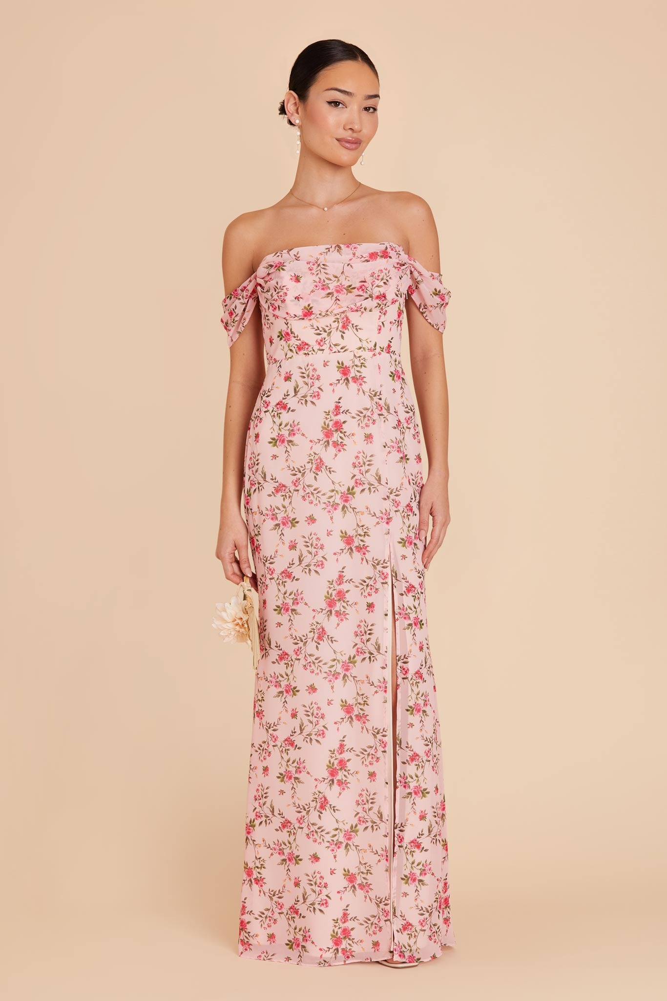Convertible Dress with Cowl Detail & Removable Sleeves | Mira Wild Rose Garden