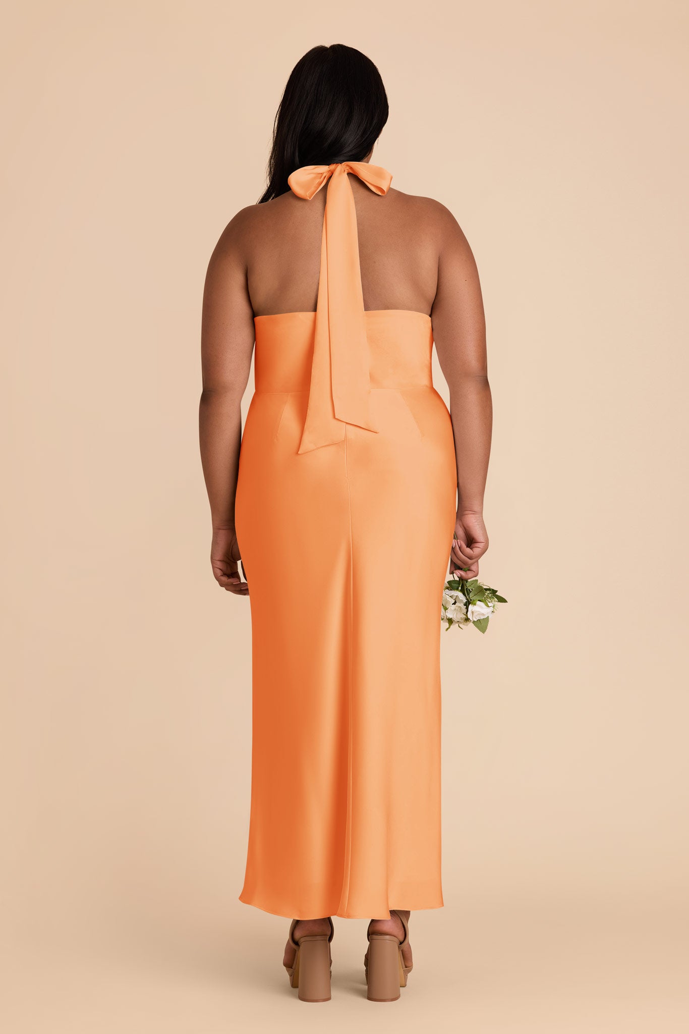Matte Satin Midi Dress with Crossover Halter | Monique