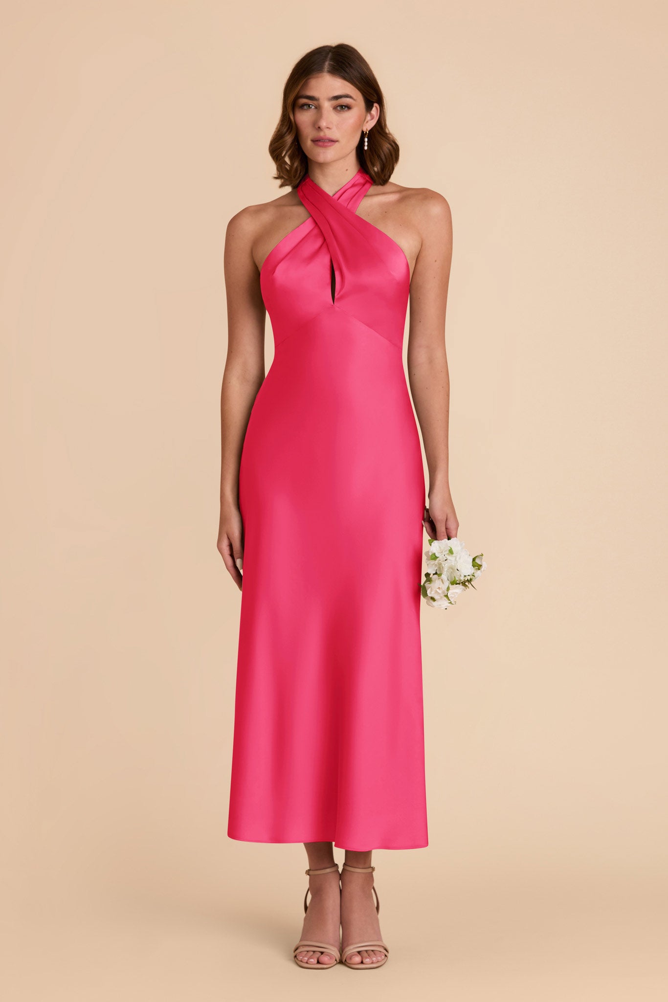 Fuchsia Halter Satin Dress for Weddings | Monique Matte