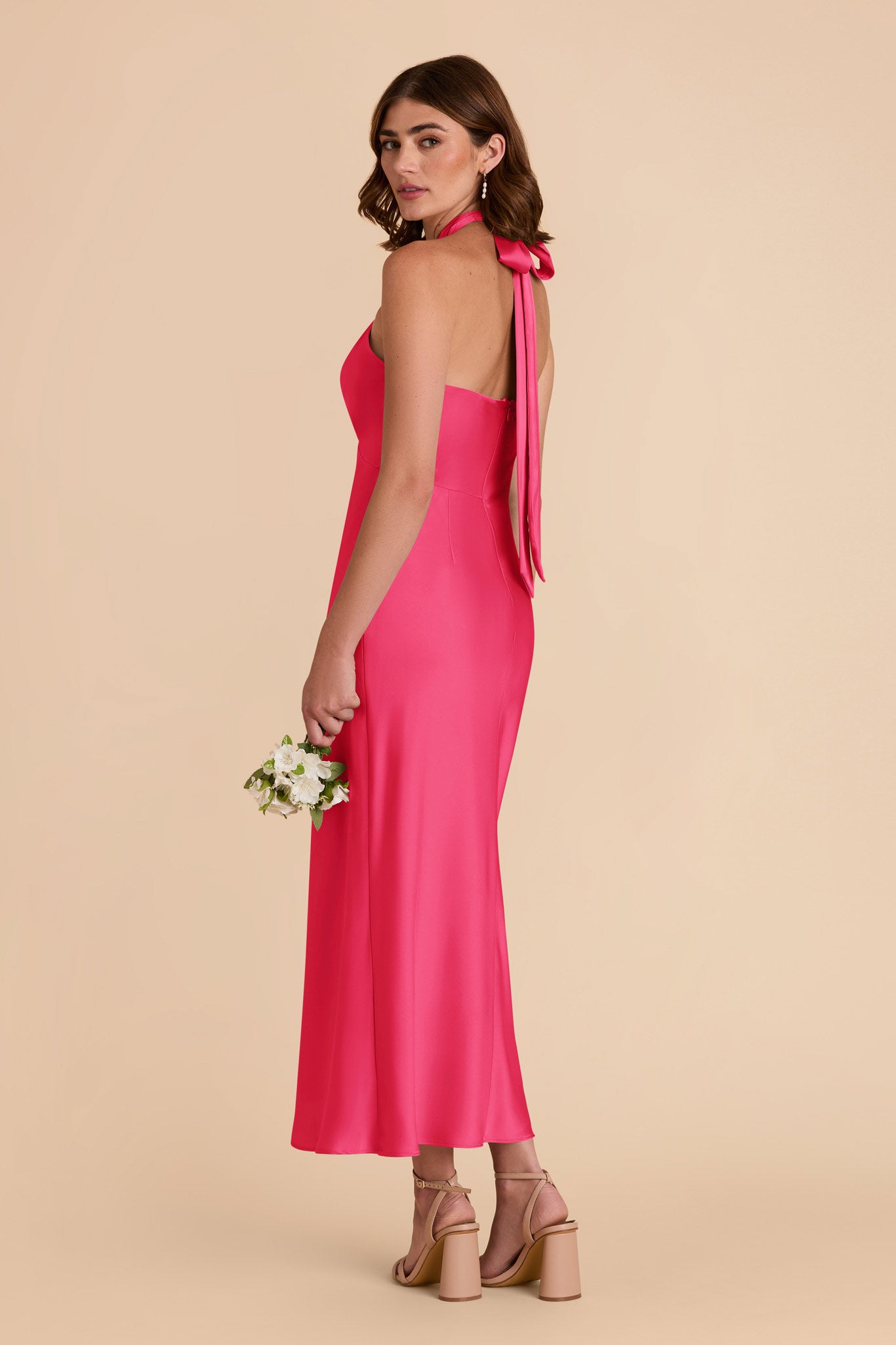 Fuchsia Halter Satin Dress for Weddings | Monique Matte