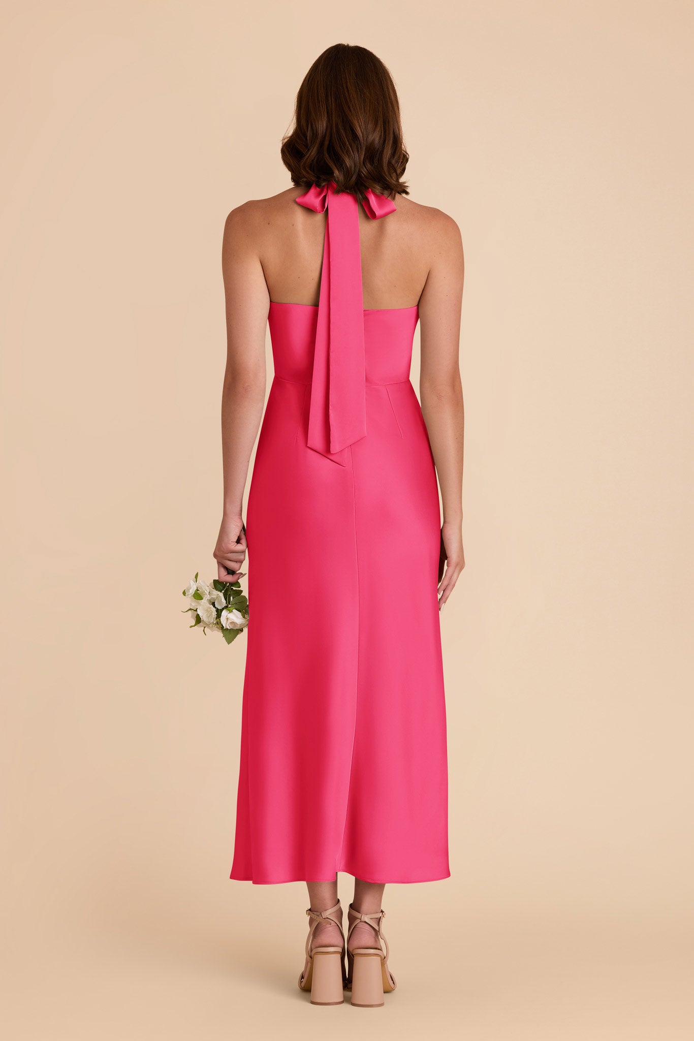 Fuchsia Halter Satin Dress for Weddings | Monique Matte