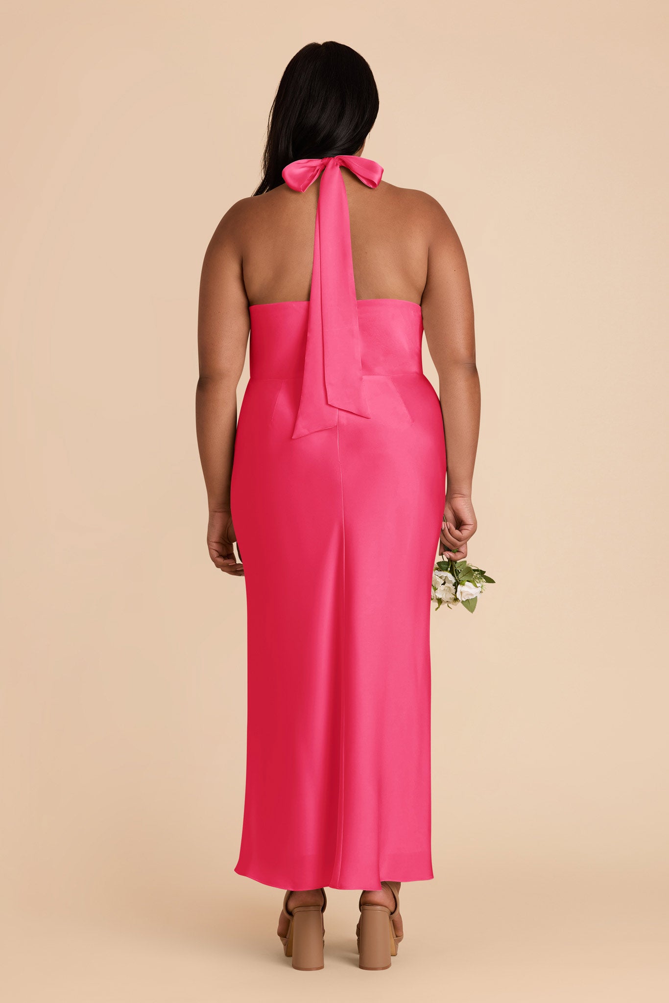 Fuchsia Halter Satin Dress for Weddings | Monique Matte