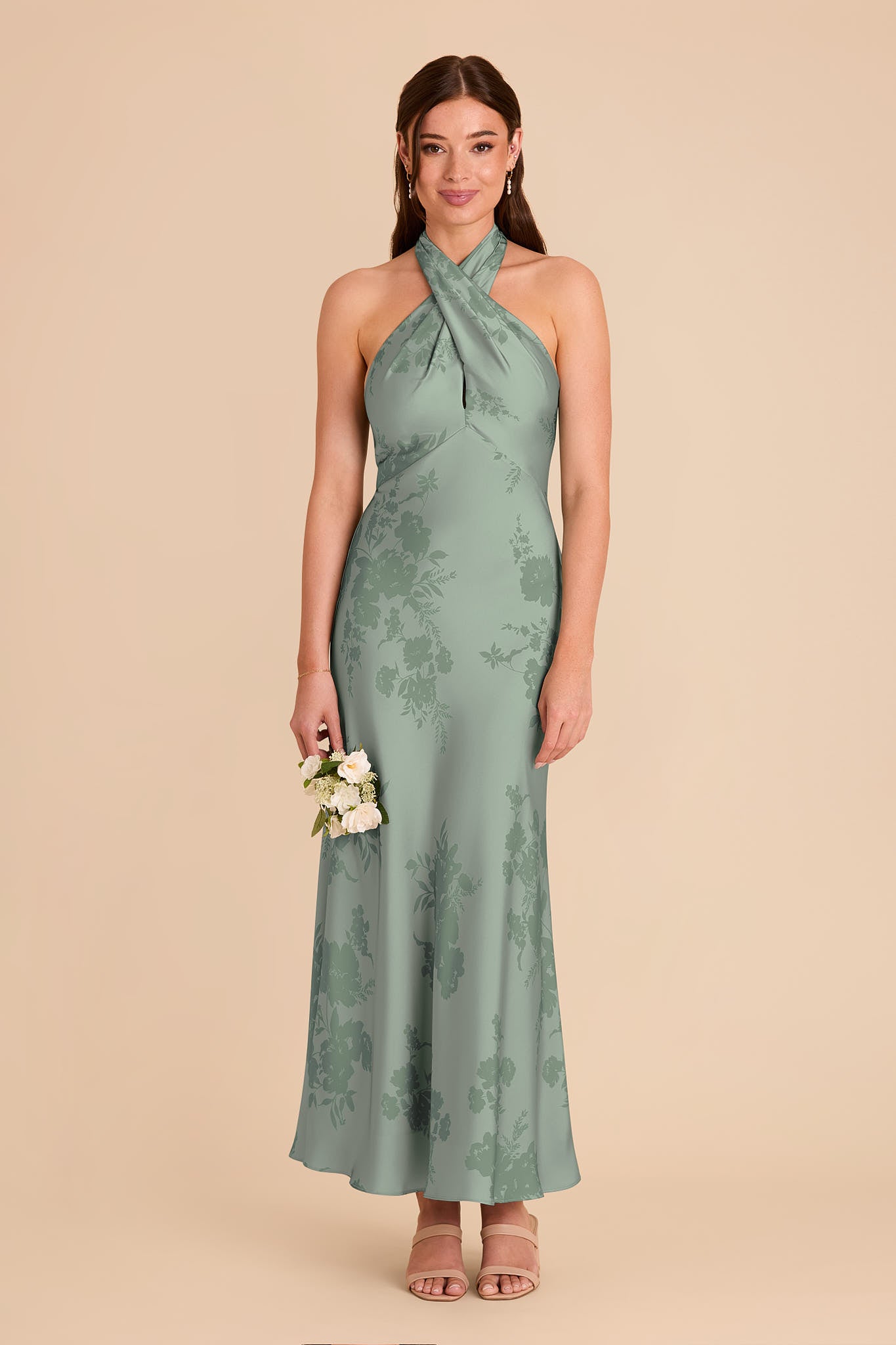 Sage Green Halter Dress for Weddings | Monique Matte Satin