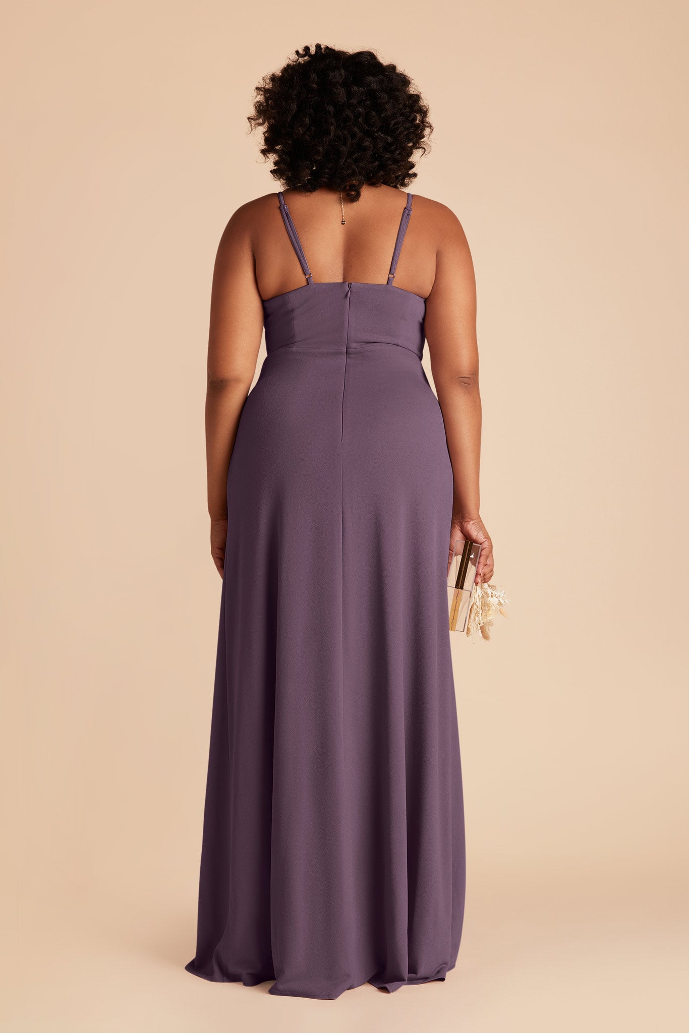 Plum Cowl Neck Bridesmaid Dress with Slit | Ash Crepe