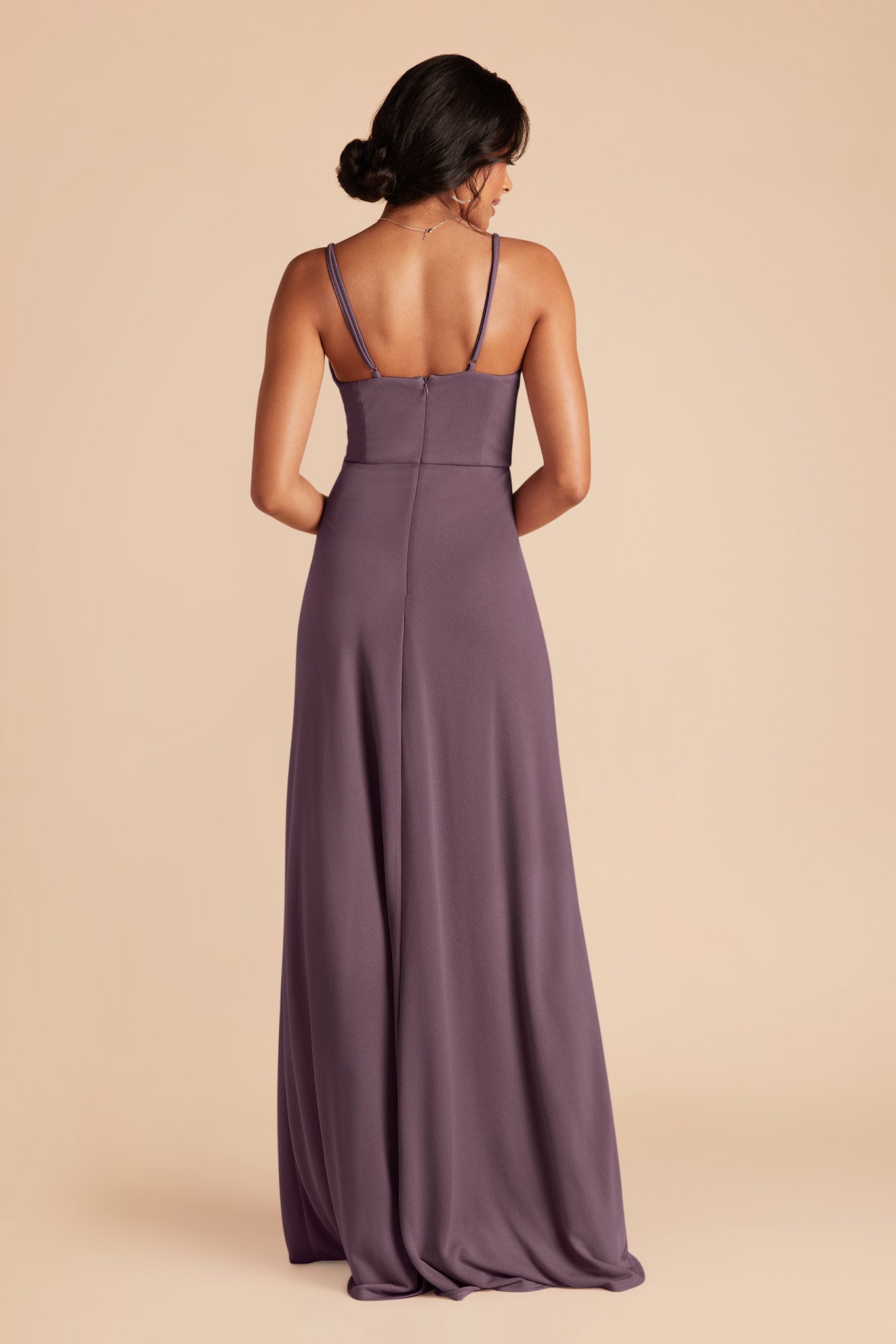 Plum Cowl Neck Bridesmaid Dress with Slit | Ash Crepe