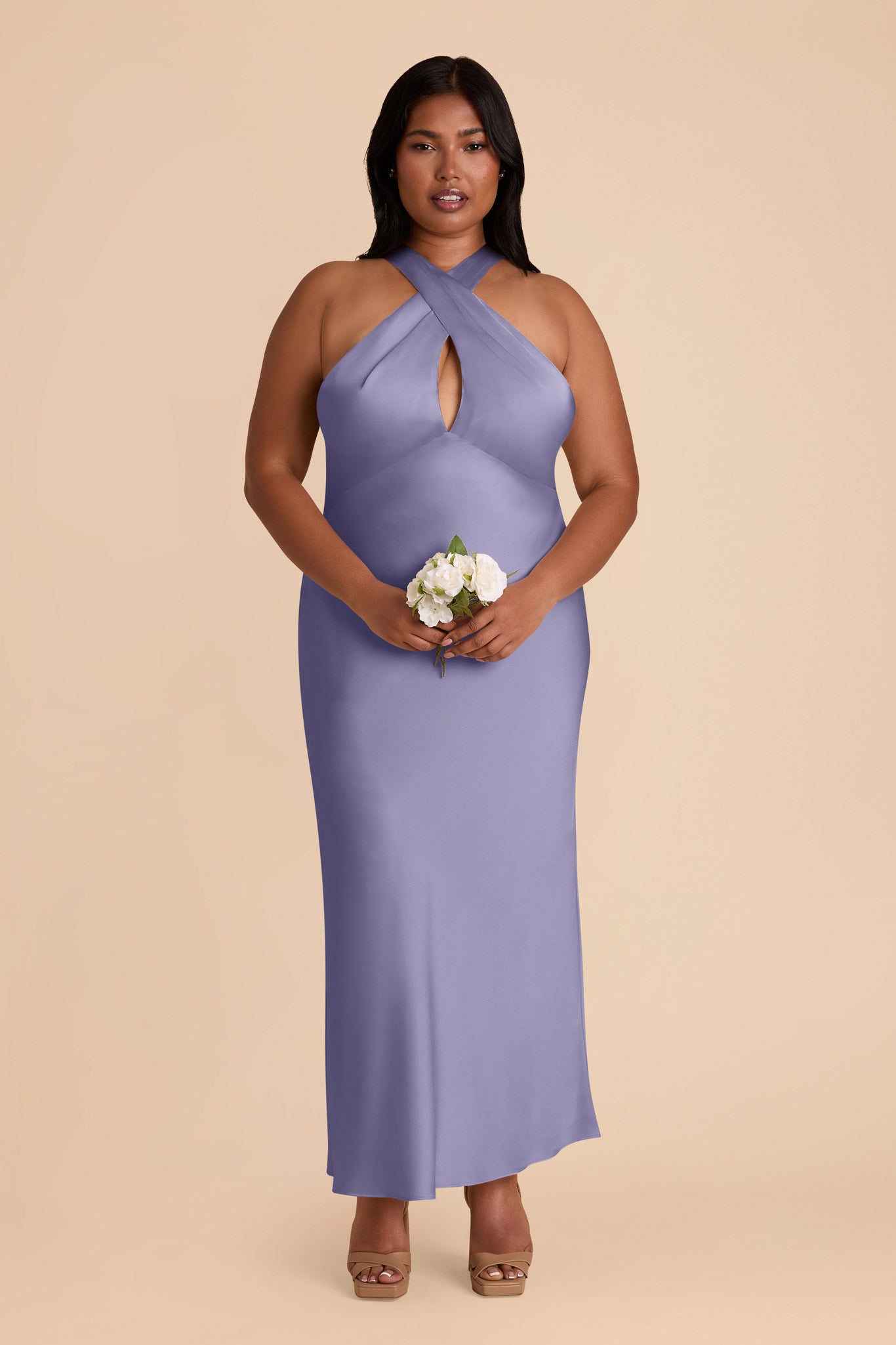 Matte Satin Halter Dress for Weddings | Monique Wisteria