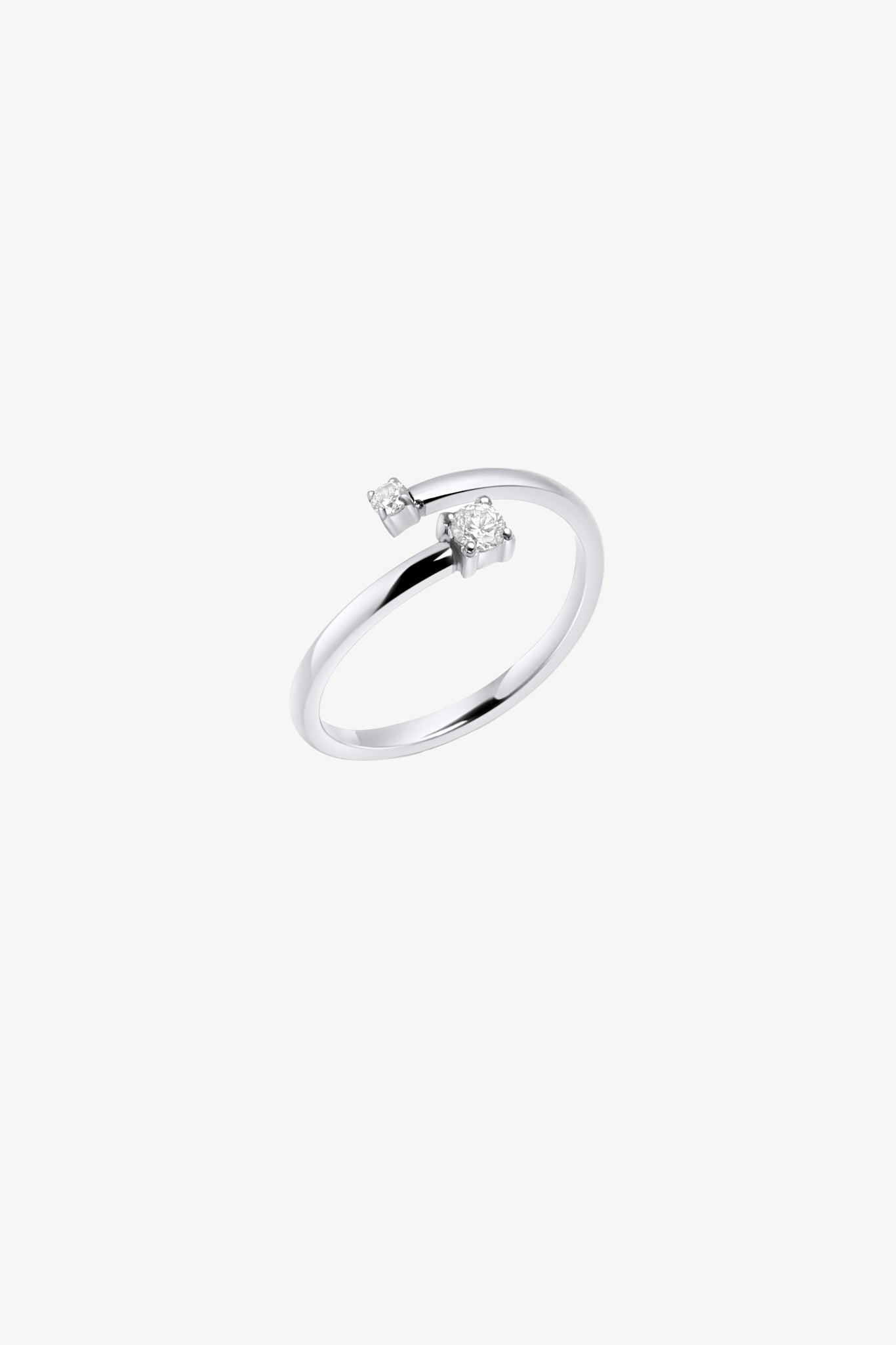Silver Curved Band Ring with Faux Diamonds | Nora by Mia Bijoux