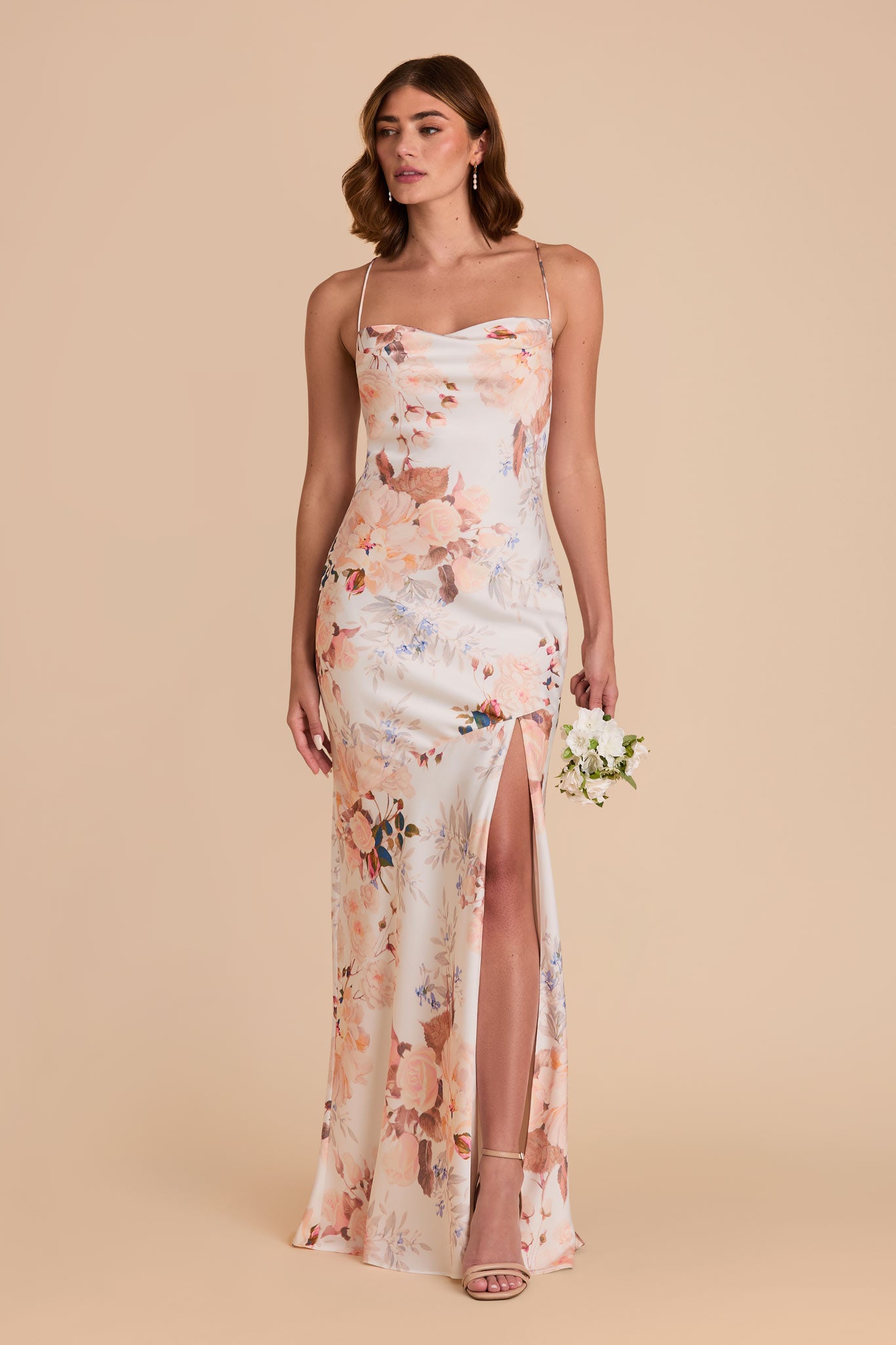Matte Satin Slip Dress with Cowl Neck | Olivia Champagne Cascadia