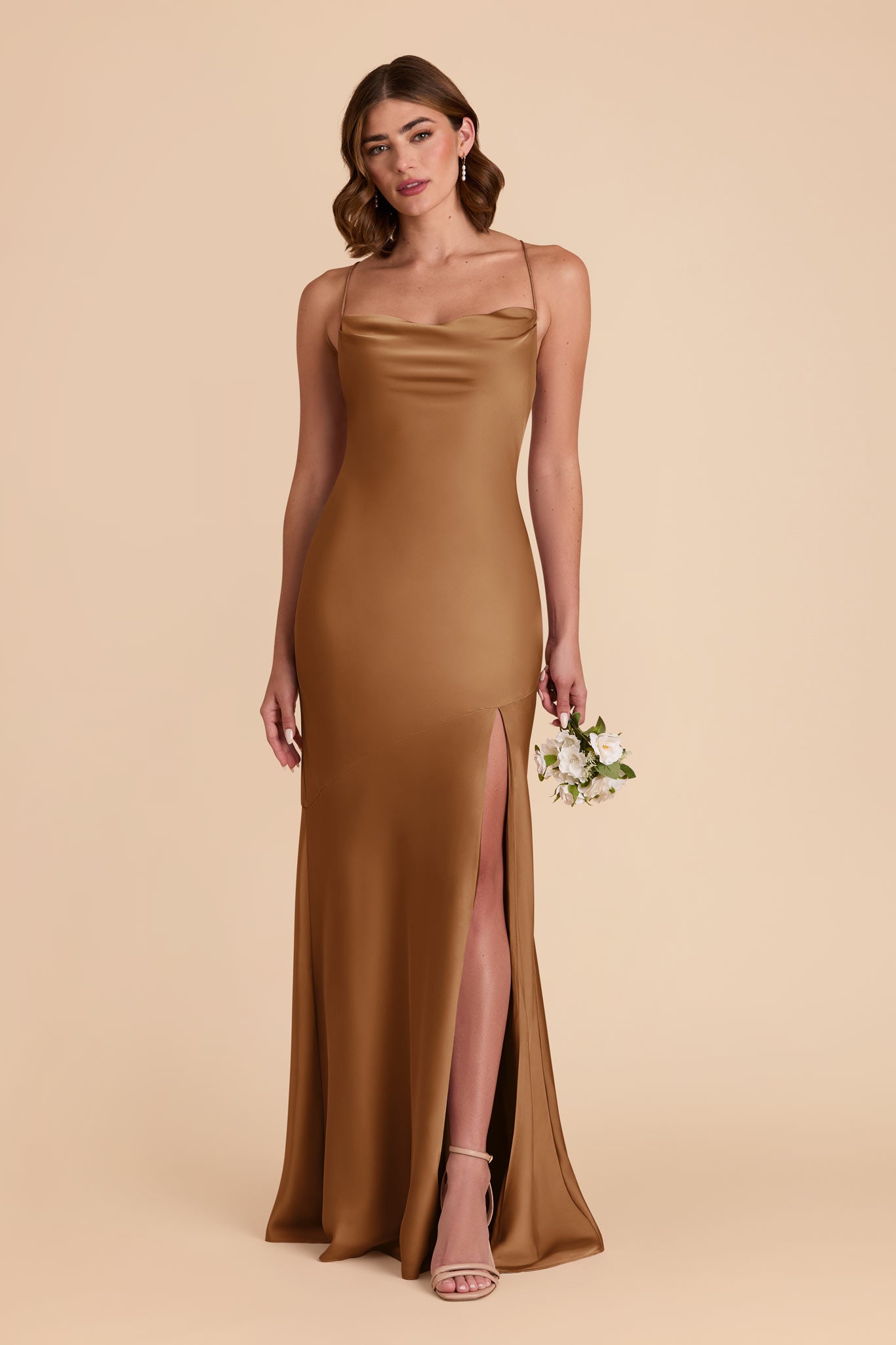 Matte Satin Slip Dress with Cowl Neck | Olivia in Copper