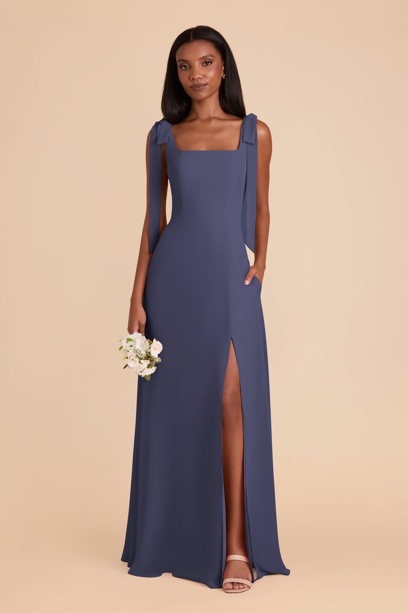 Chiffon Convertible Dress with Bows | Dusk Blue
