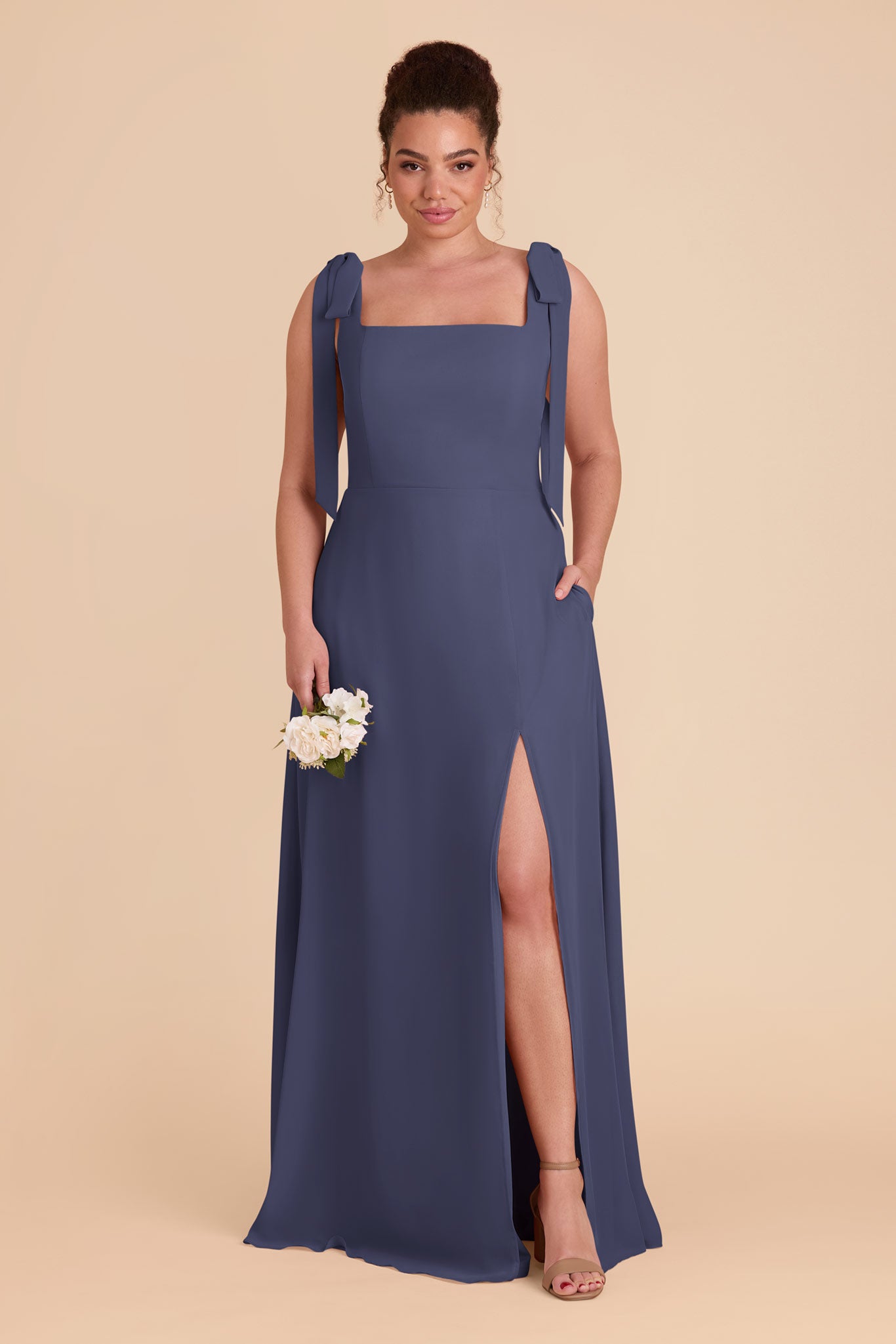 Chiffon Convertible Dress with Bows | Dusk Blue