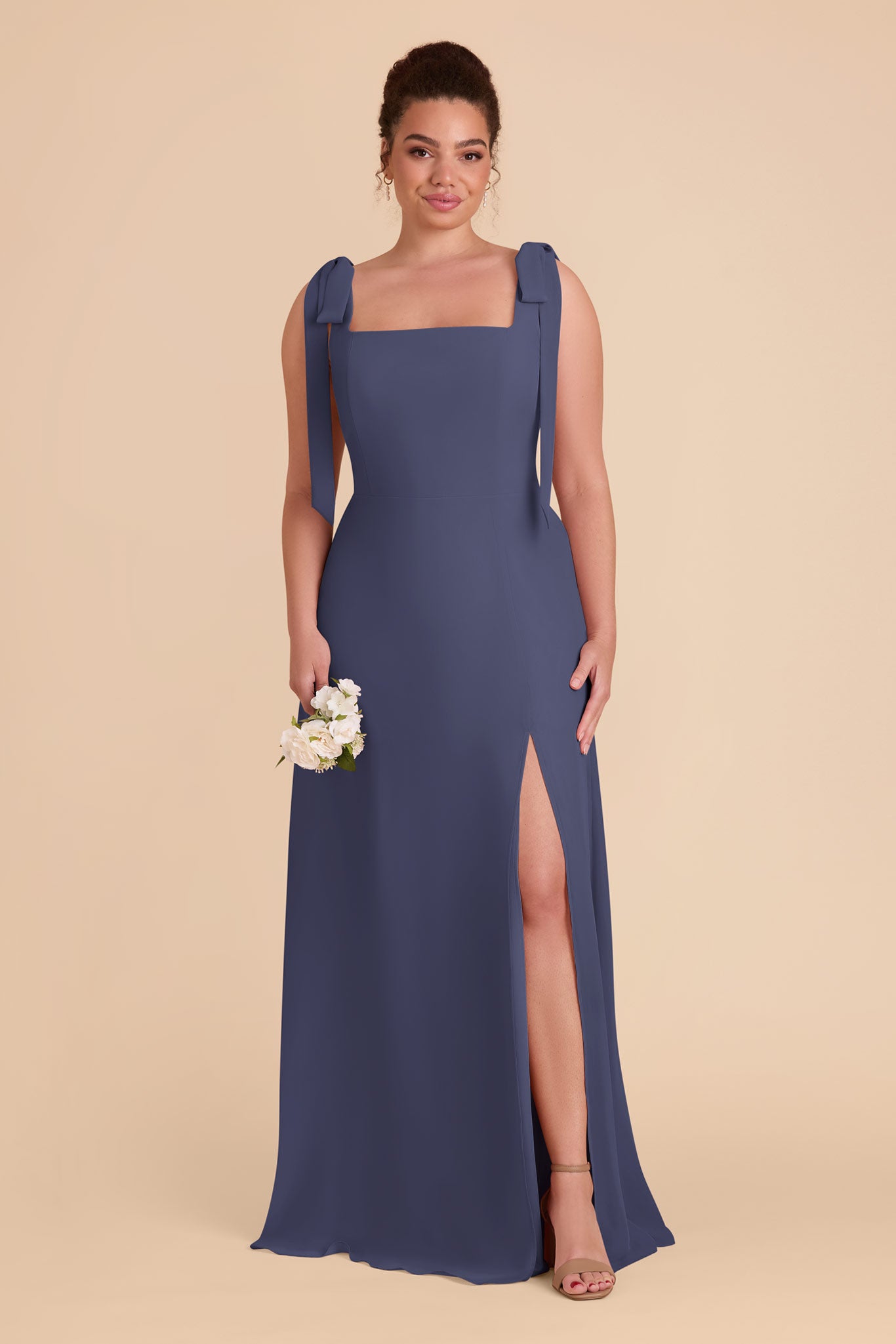 Chiffon Convertible Dress with Bows | Dusk Blue
