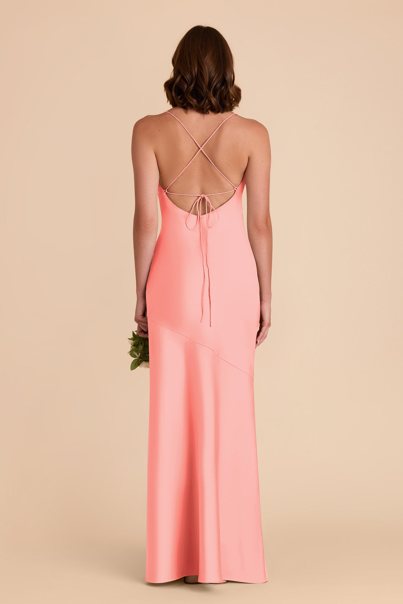 Matte Satin Slip Dress with Cowl Neck | Olivia - Coral Pink
