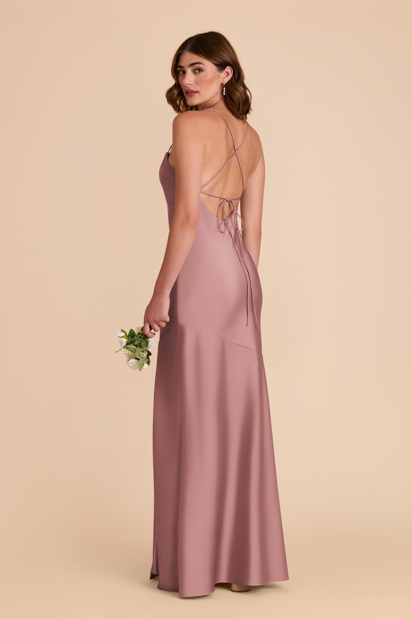 Matte Satin Slip Dress with Cowl Neck | Olivia - Dark Mauve