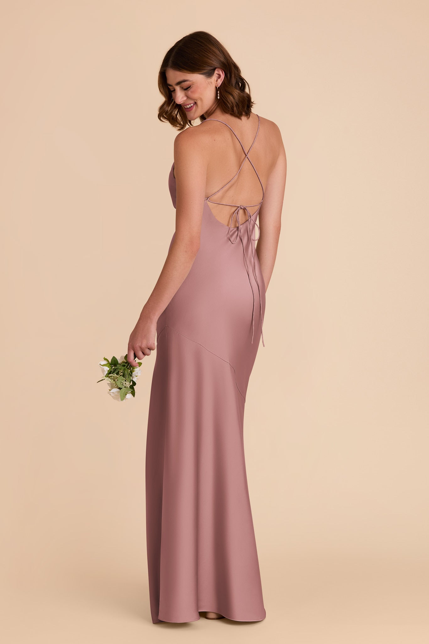 Matte Satin Slip Dress with Cowl Neck | Olivia - Dark Mauve