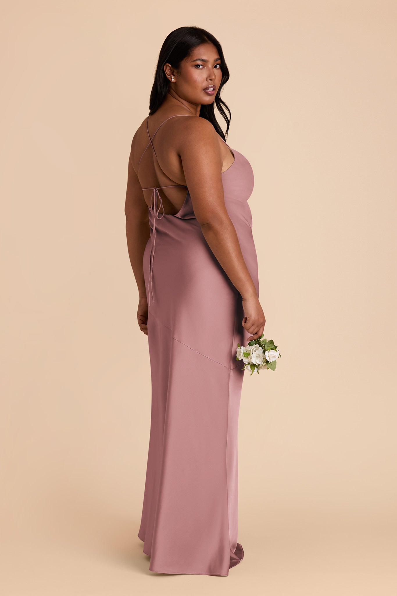 Matte Satin Slip Dress with Cowl Neck | Olivia - Dark Mauve