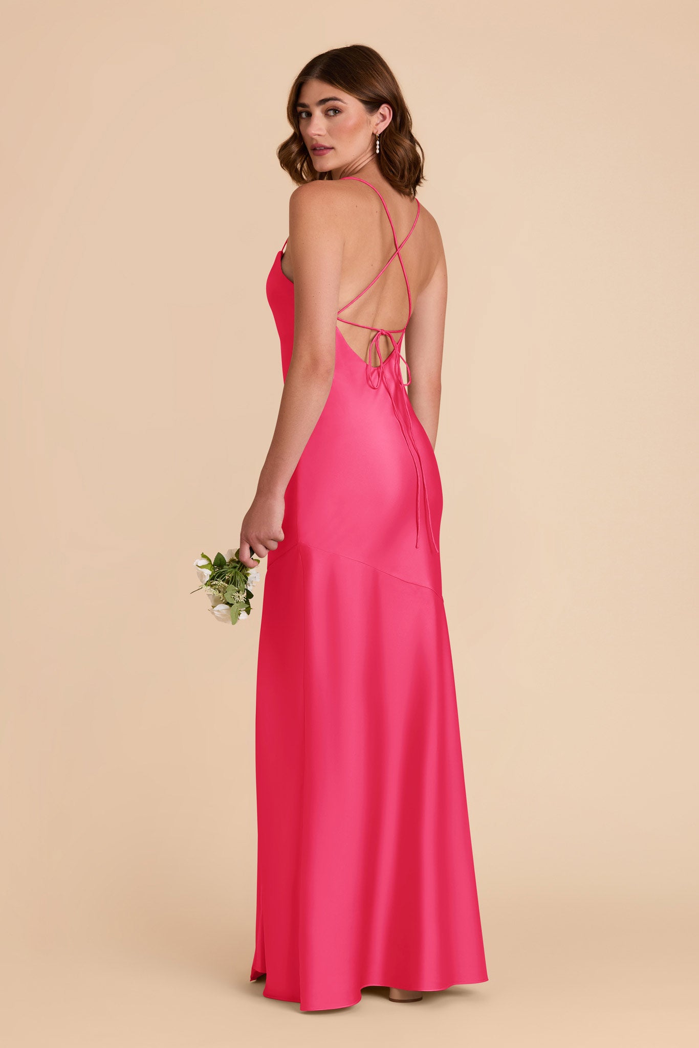 Matte Satin Slip Dress with Cowl Neck | Olivia Fuchsia