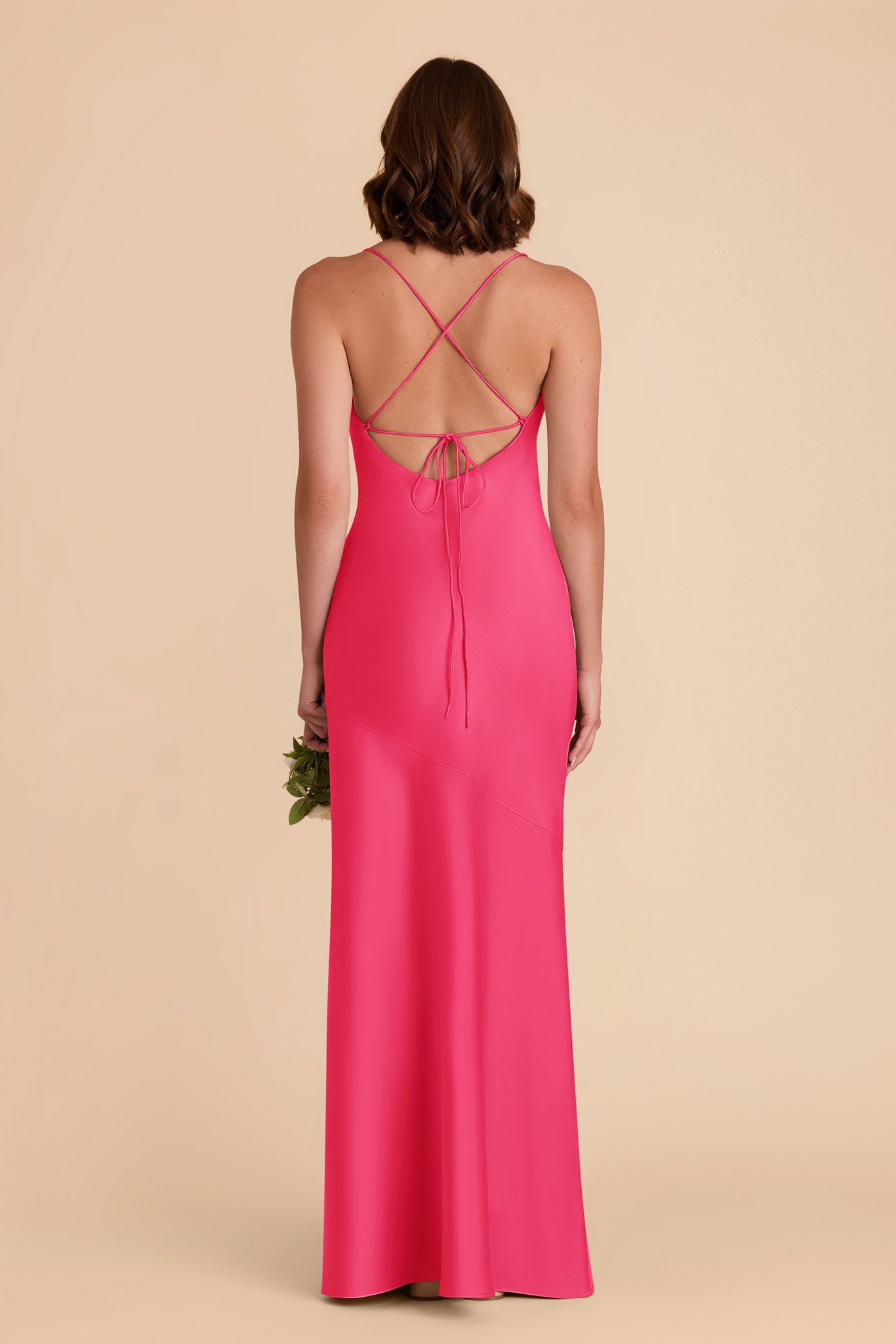 Matte Satin Slip Dress with Cowl Neck | Olivia Fuchsia