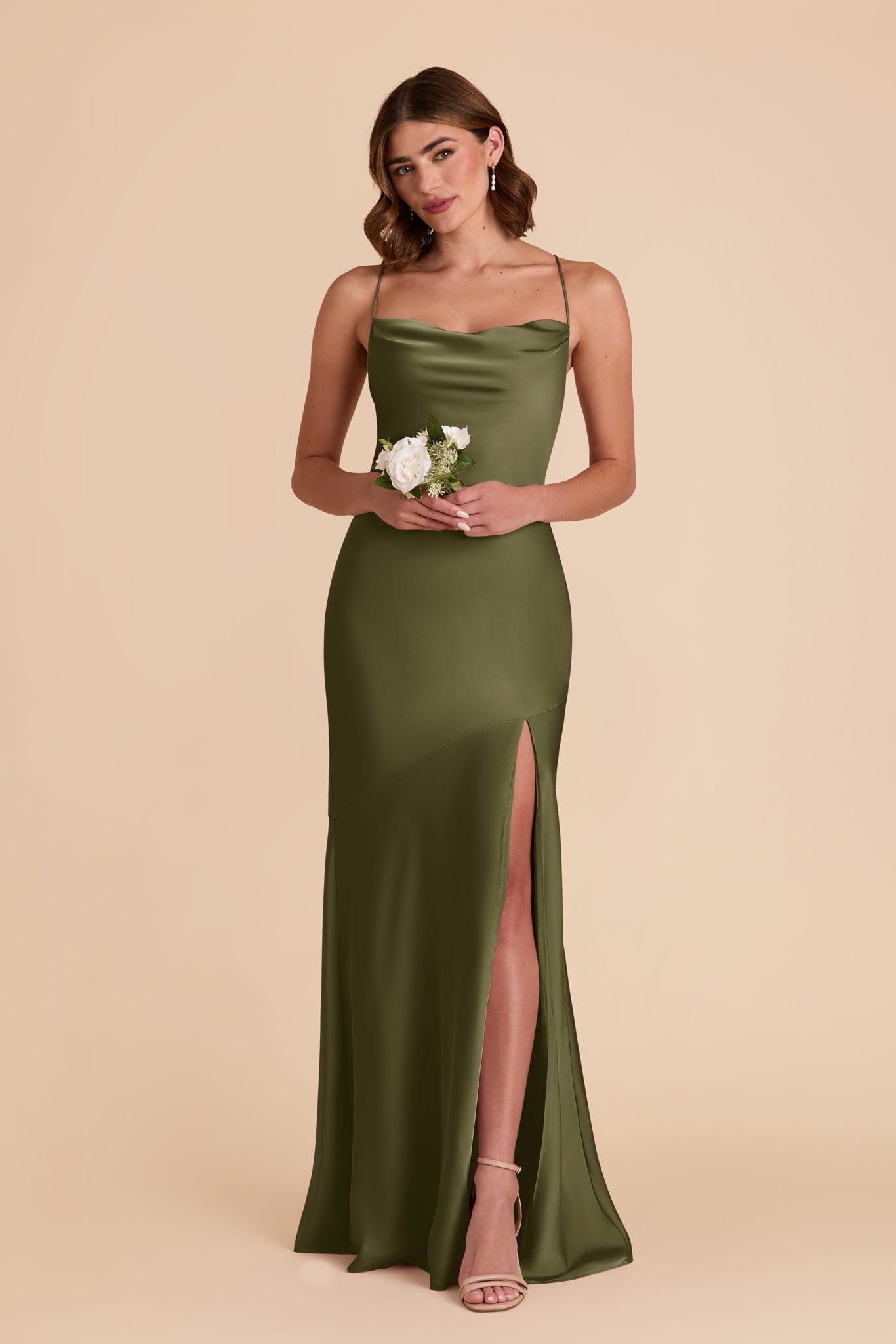 Matte Satin Slip Dress with Cowl Neck | Olivia Martini