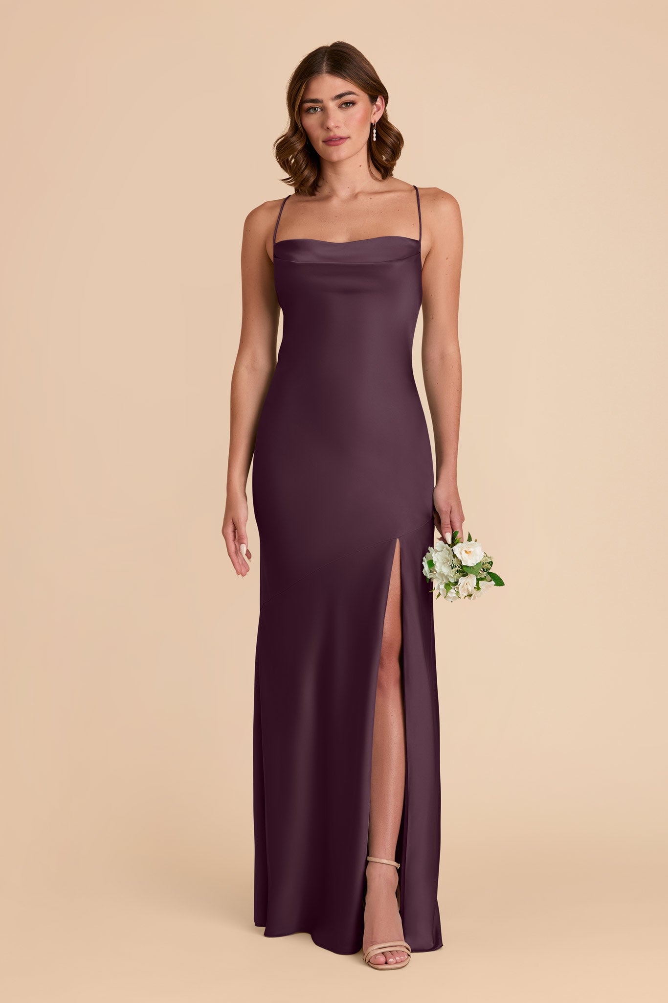 Matte Satin Slip Dress with Cowl Neck | Olivia