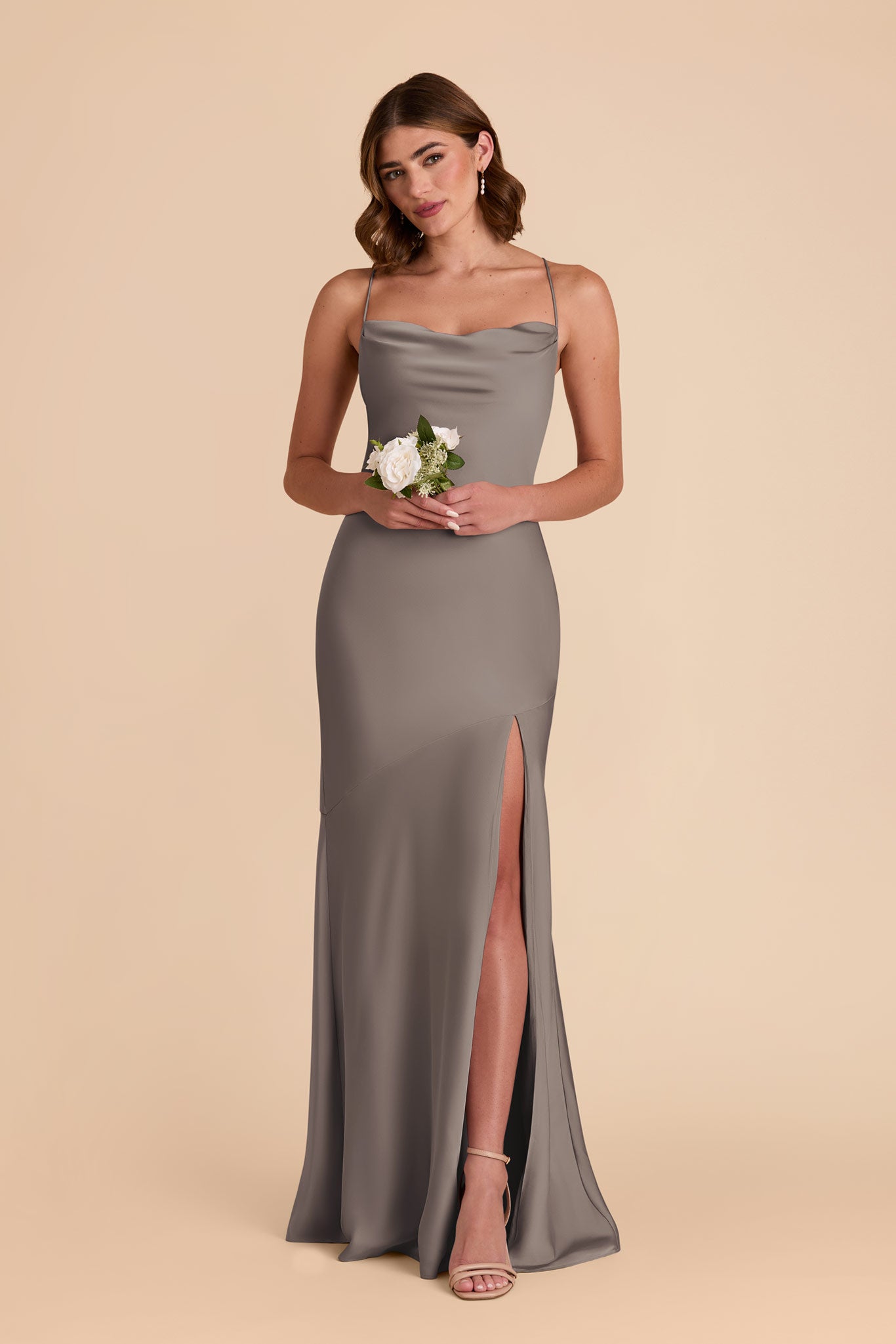 Matte Satin Cowl Neck Dress | Olivia Quartz