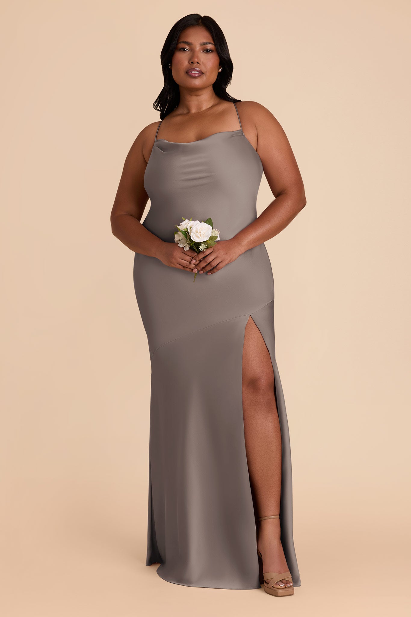 Matte Satin Cowl Neck Dress | Olivia Quartz