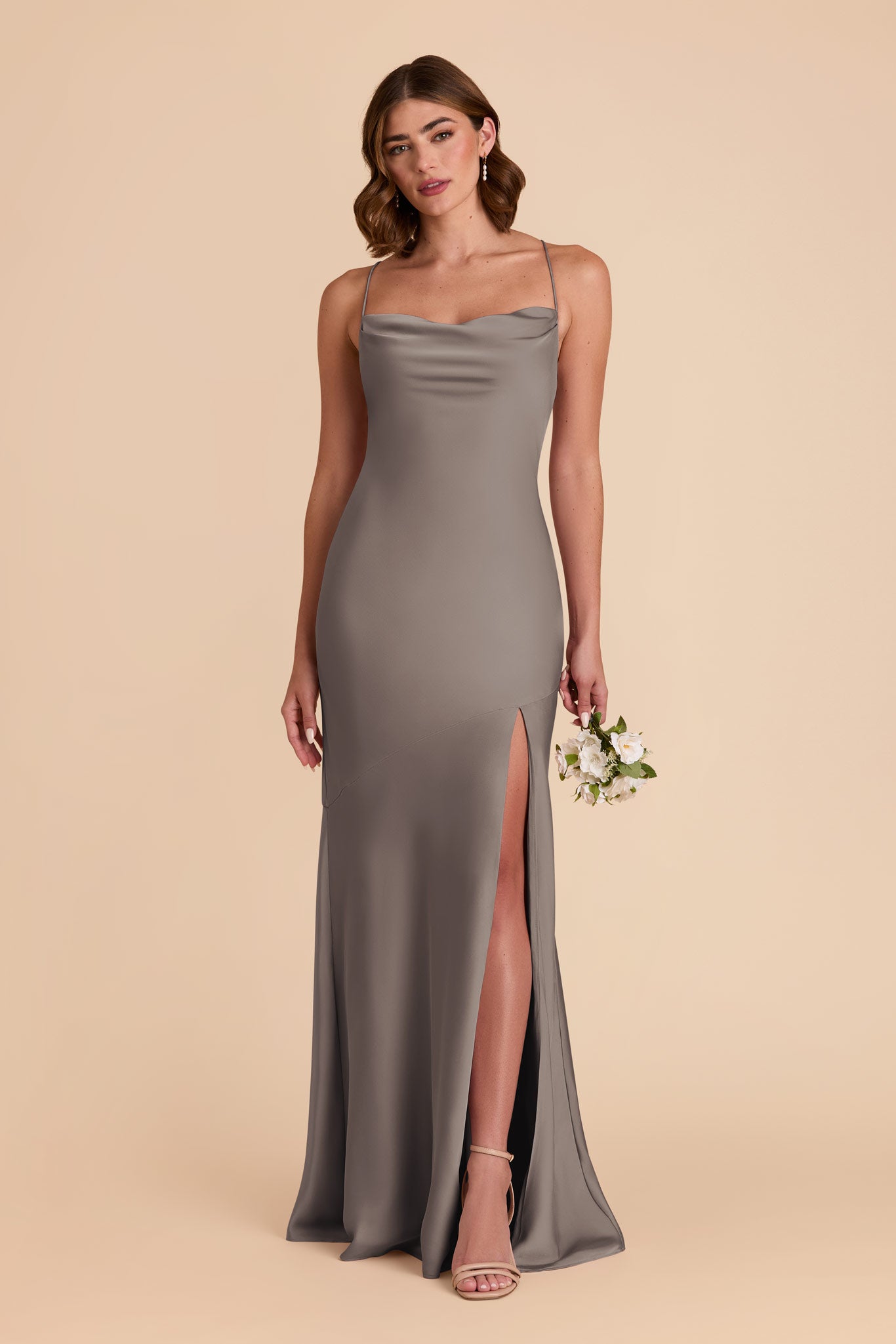 Matte Satin Cowl Neck Dress | Olivia Quartz