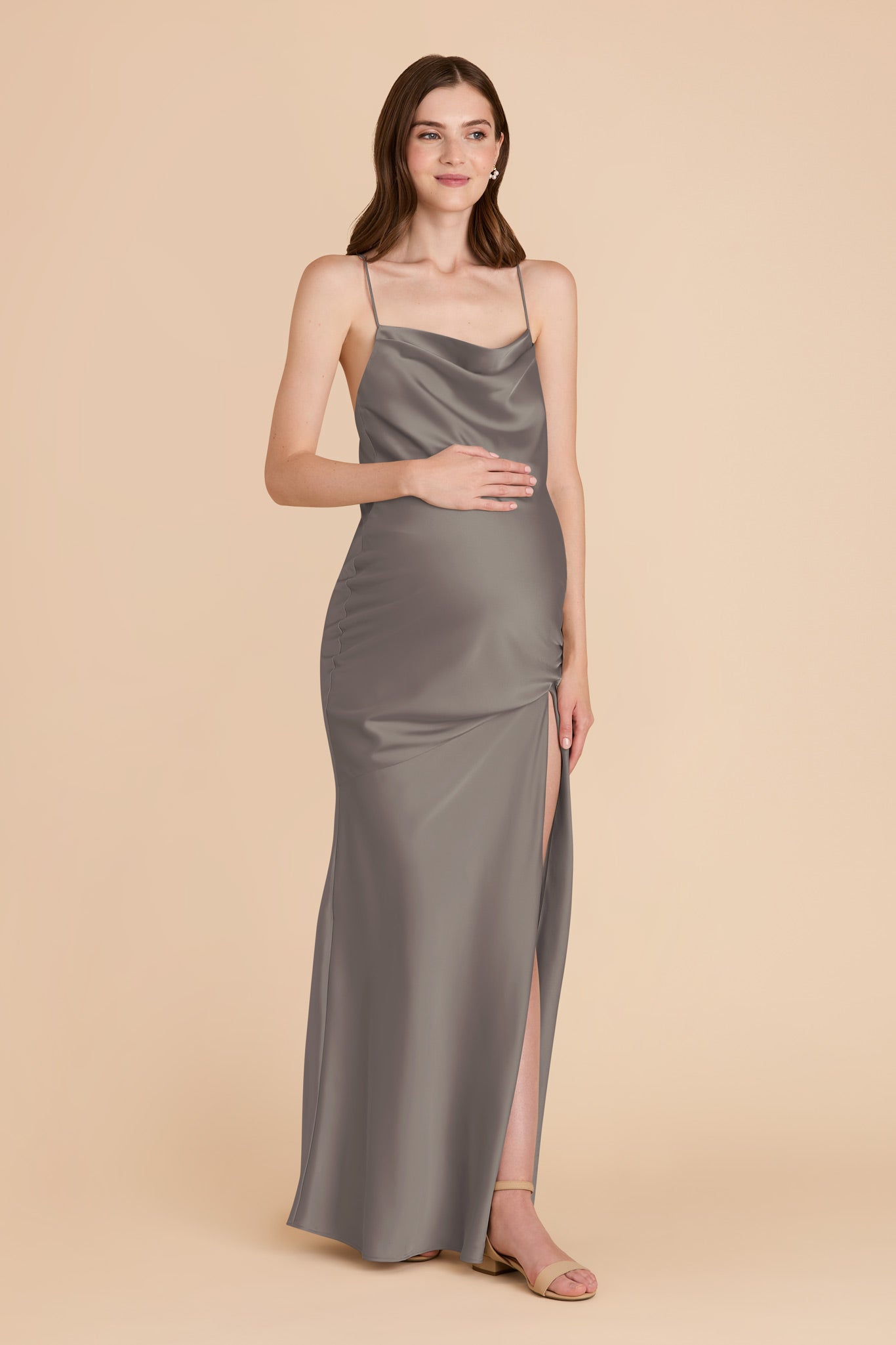 Matte Satin Cowl Neck Dress | Olivia Quartz
