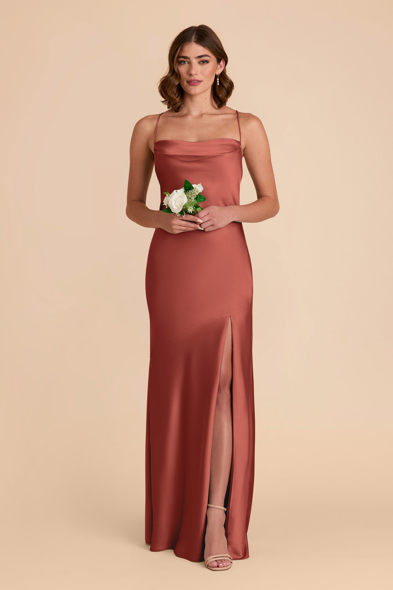 Matte Satin Slip Dress with Cowl Neck | Olivia