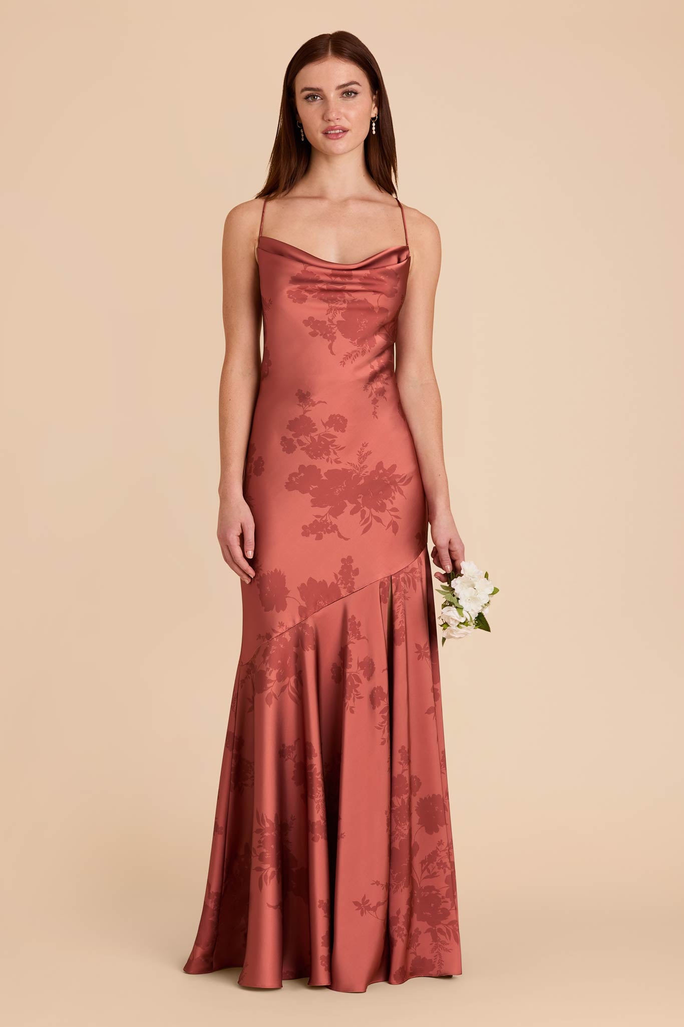 Matte Satin Slip Dress with Cowl Neck | Olivia Wild Rose