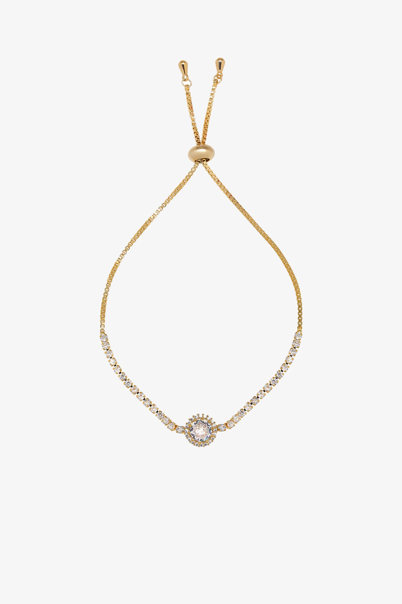 Gold Pave Circle Bracelet with Gemstone Halo | Elegant Jewelry