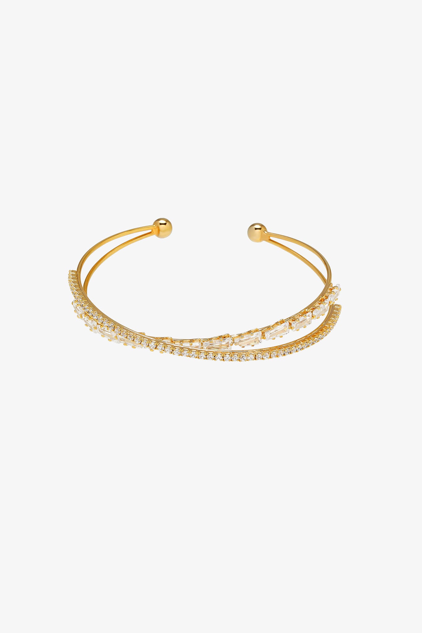 Pavé Gold Crossover Cuff Bracelet for Brides | Modern Sparkle