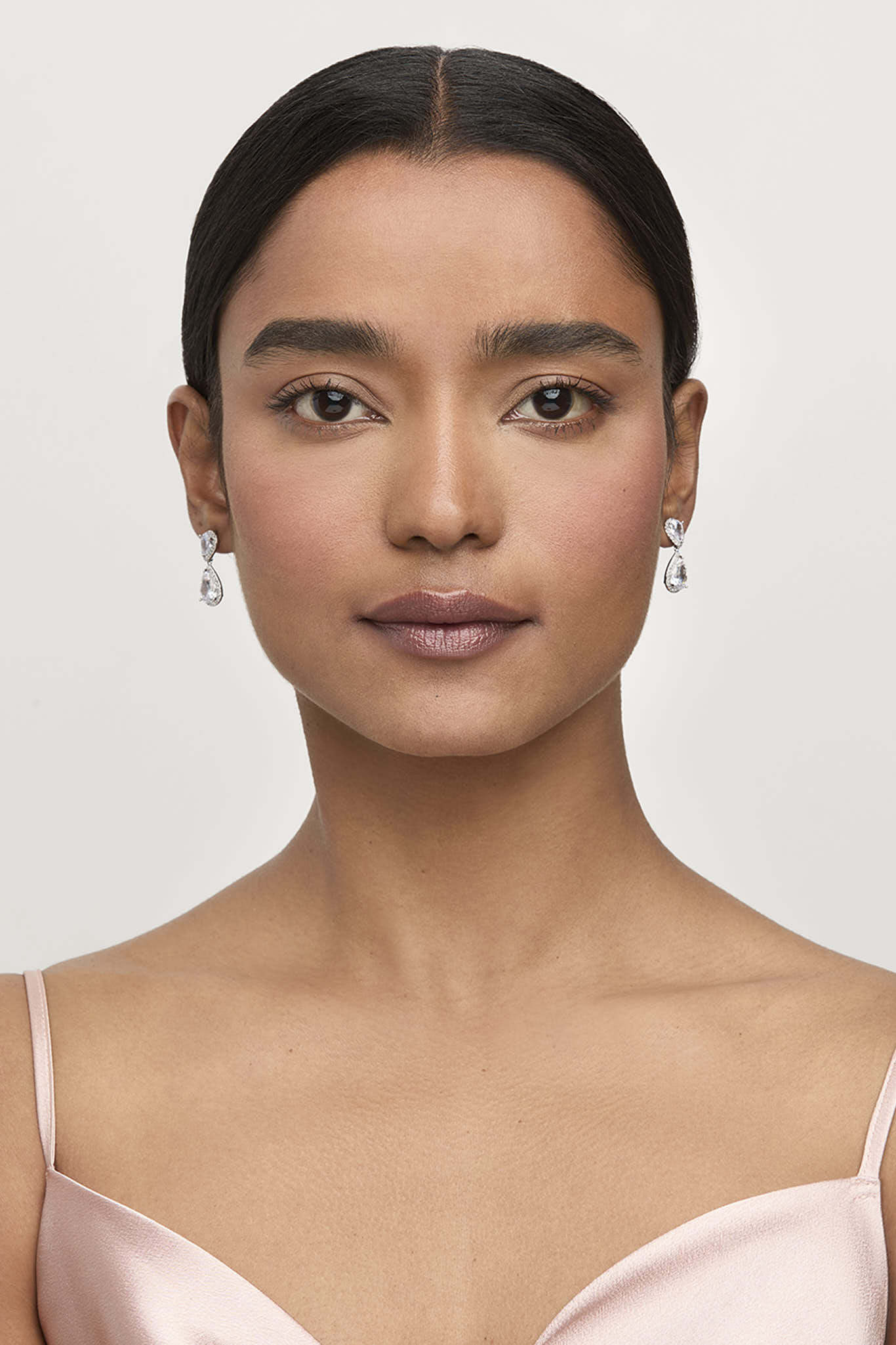 Pavé Teardrop Earrings for Weddings | Silver Double Drop Jewelry
