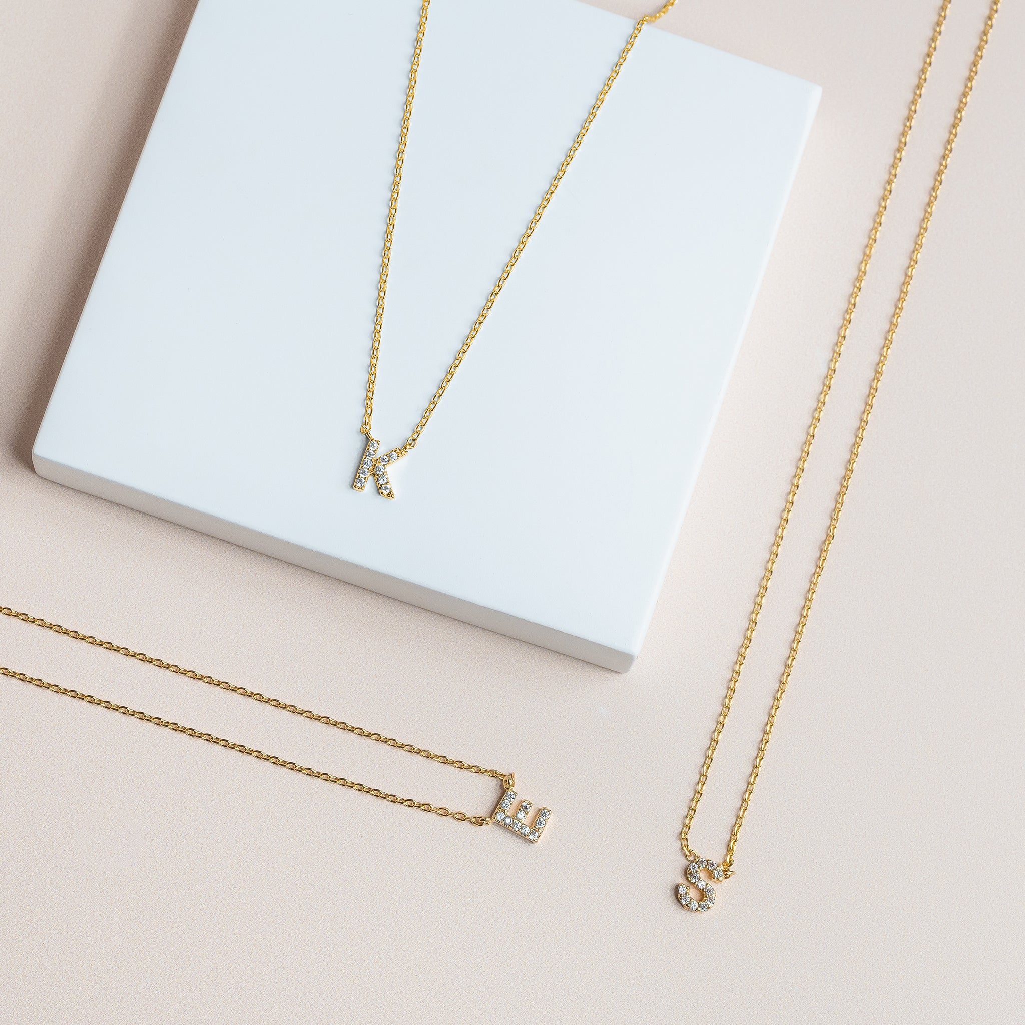Pavé Initial Necklace | Minimalist Letter Pendant Jewelry