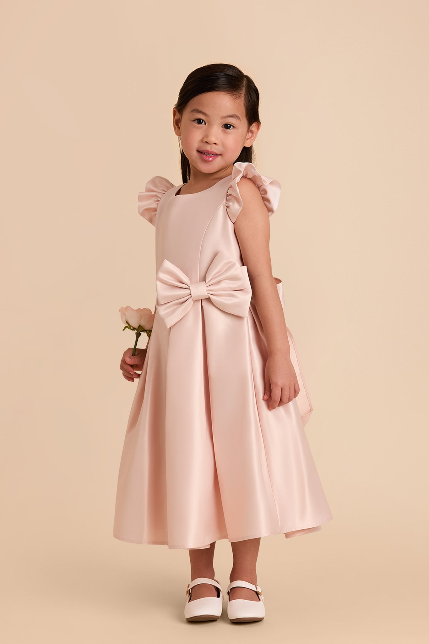 Blush Poppy Flower Girl Dress with Bows & Tulle | Elegant Occasion Gown