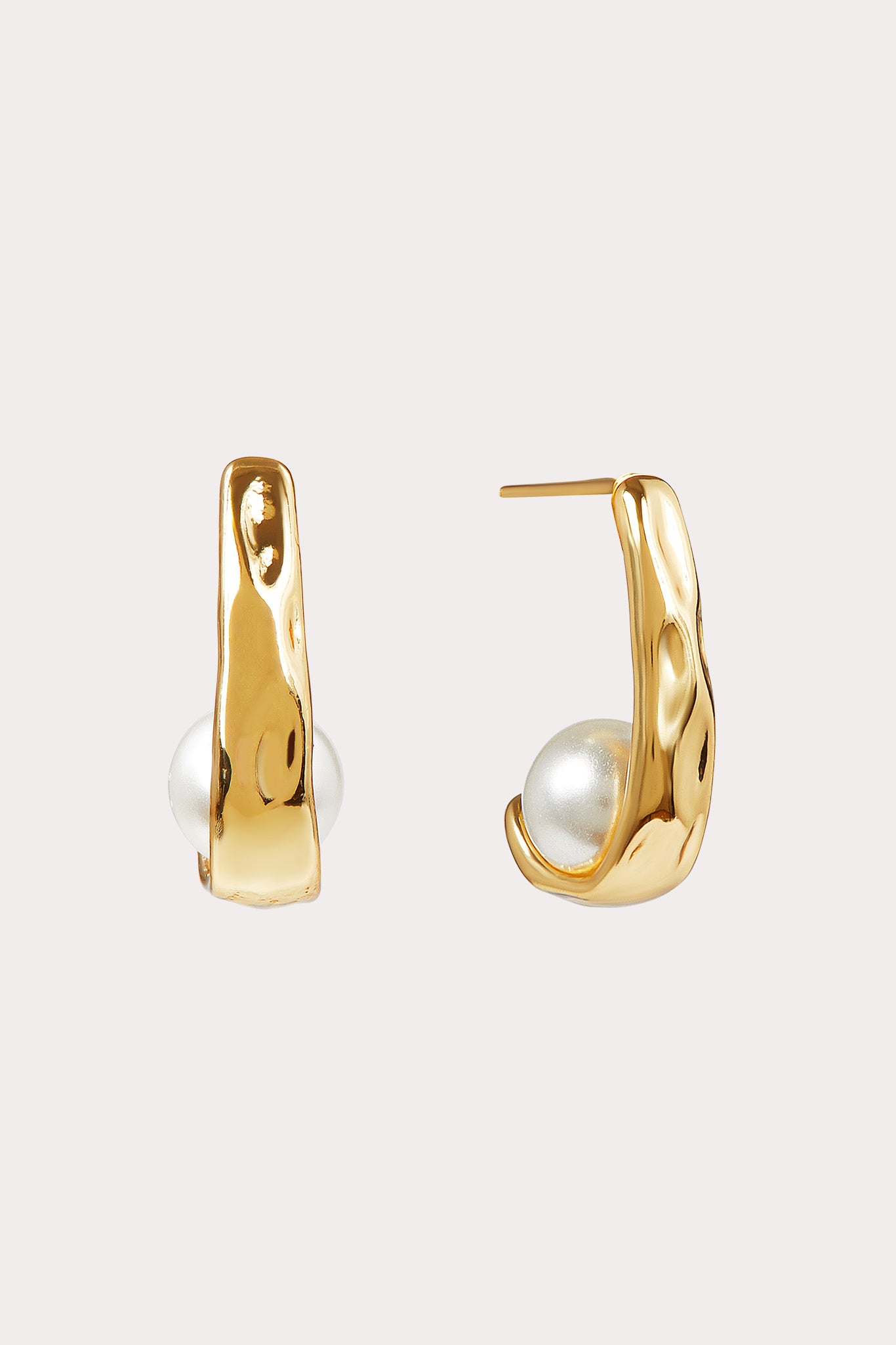 Gold Pearl Hoop Earrings for Women | Positano Pearl