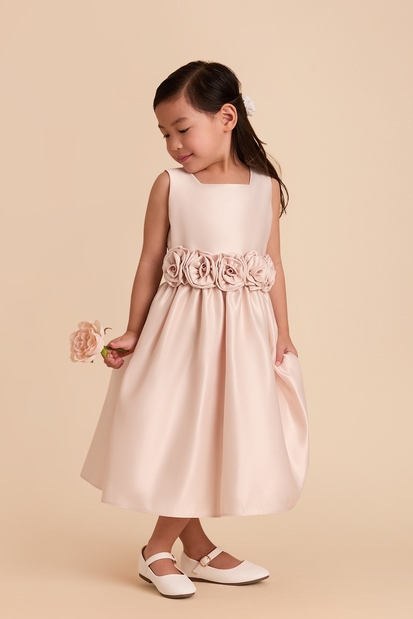Blush Rose Flower Girl Dress for Weddings | Elegant & Soft