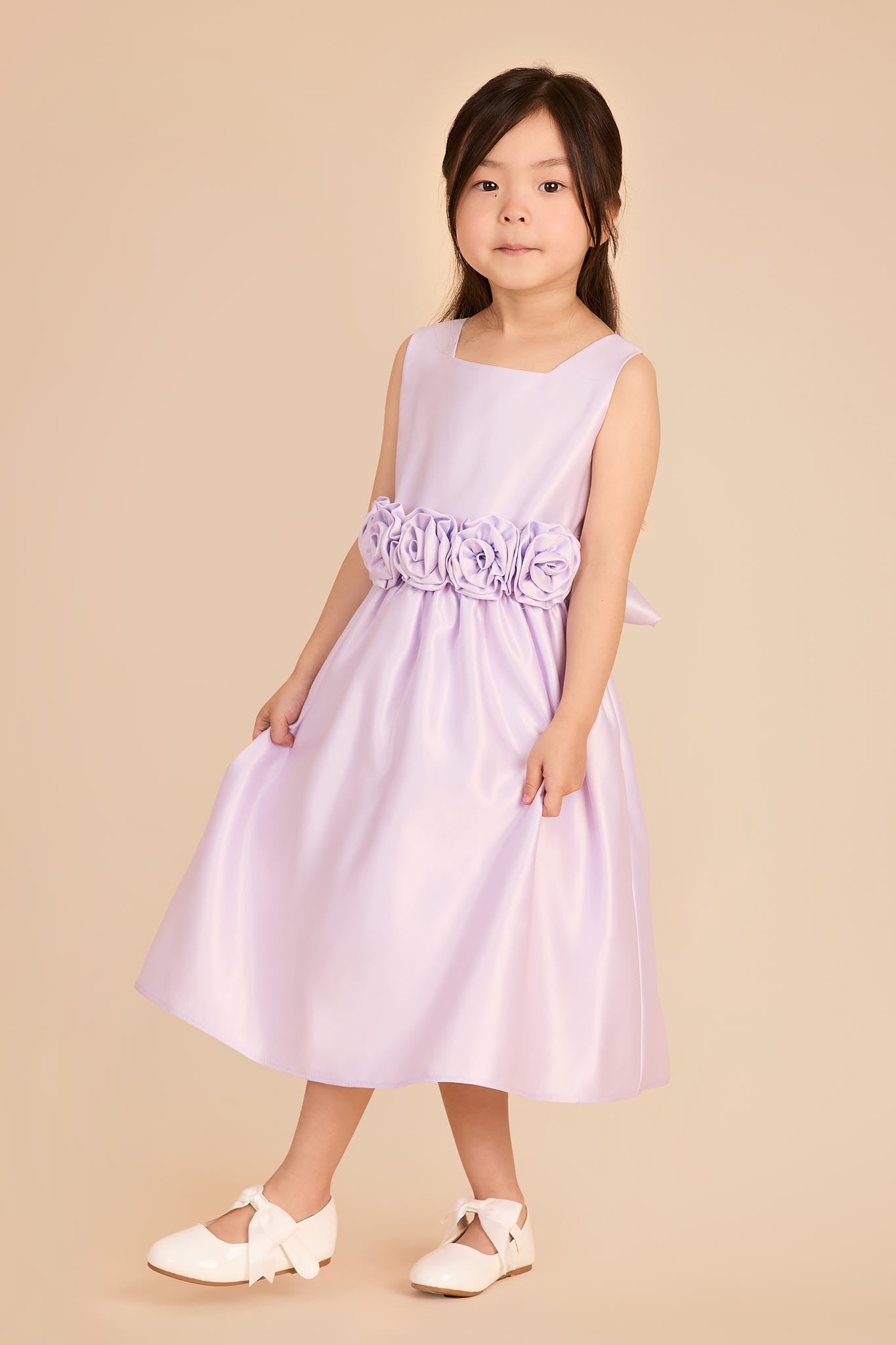 Lavender Flower Girl Dress with Rose Details | Elegant Occasion Wear