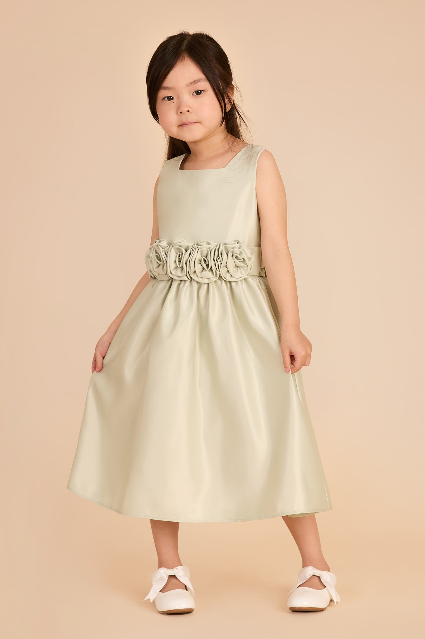 Sage Rose Flower Girl Dress for Weddings & Special Occasions