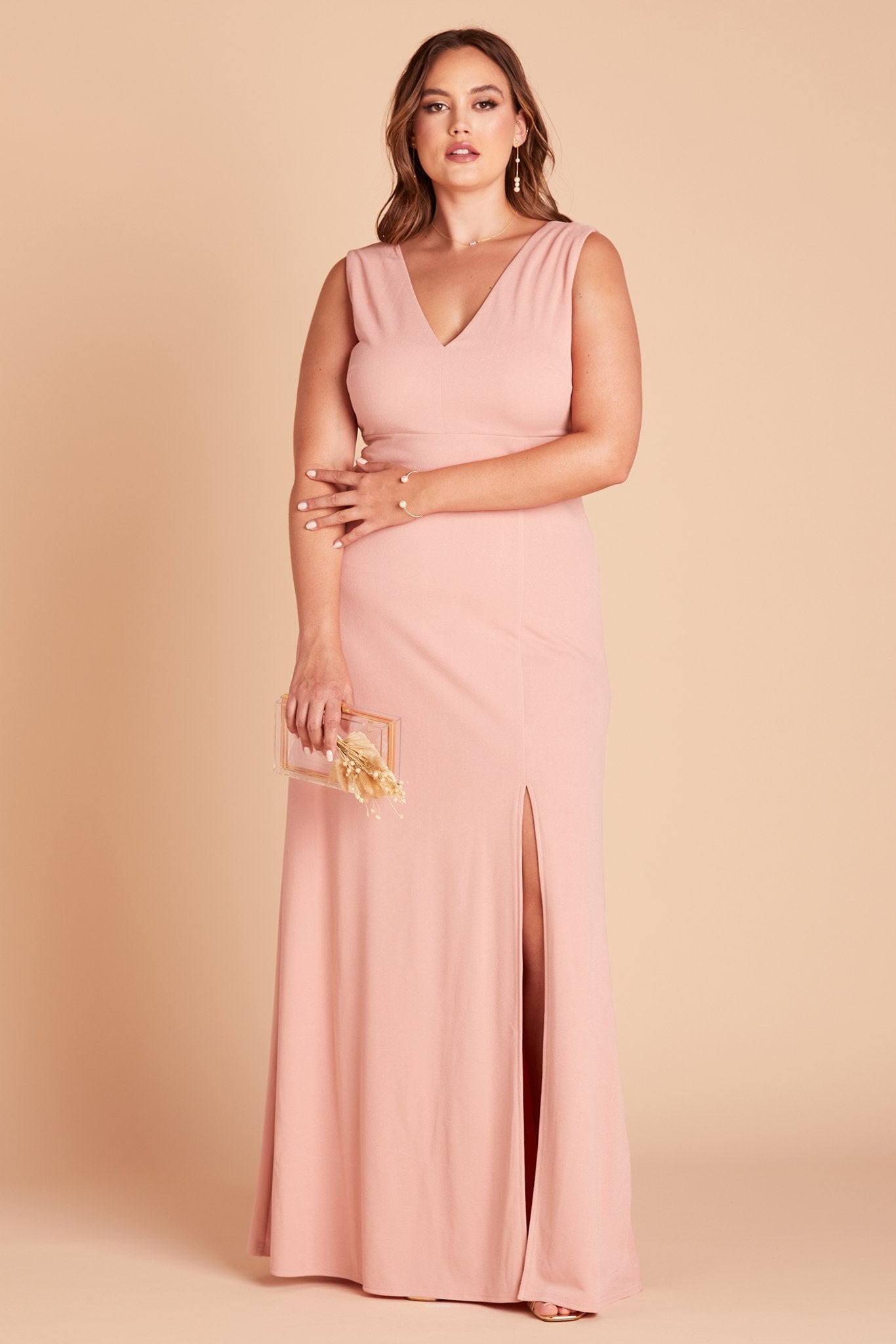 Elegant V-Neck Crepe Dress with A-Line Silhouette | Shamin