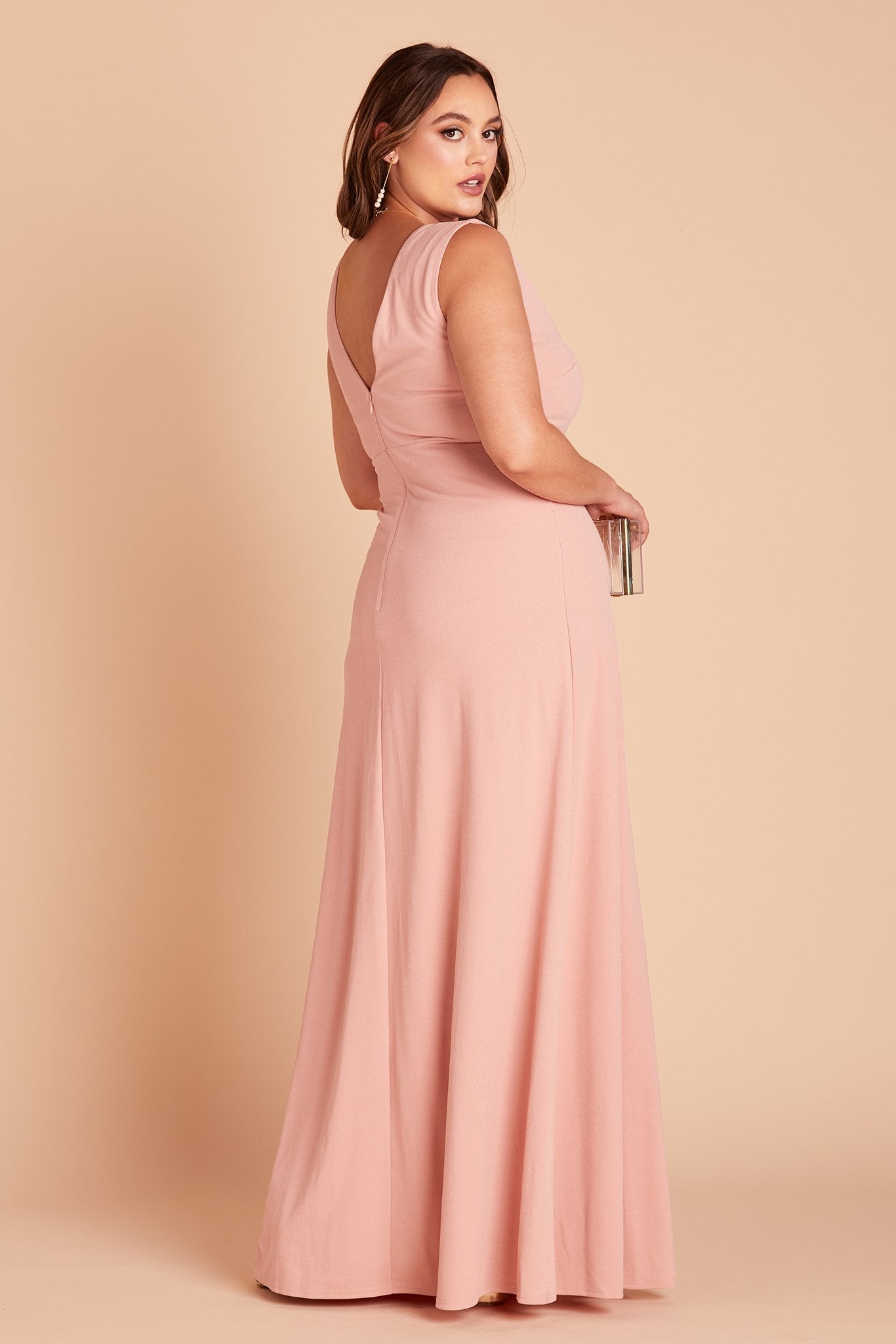 Elegant V-Neck Crepe Dress with A-Line Silhouette | Shamin