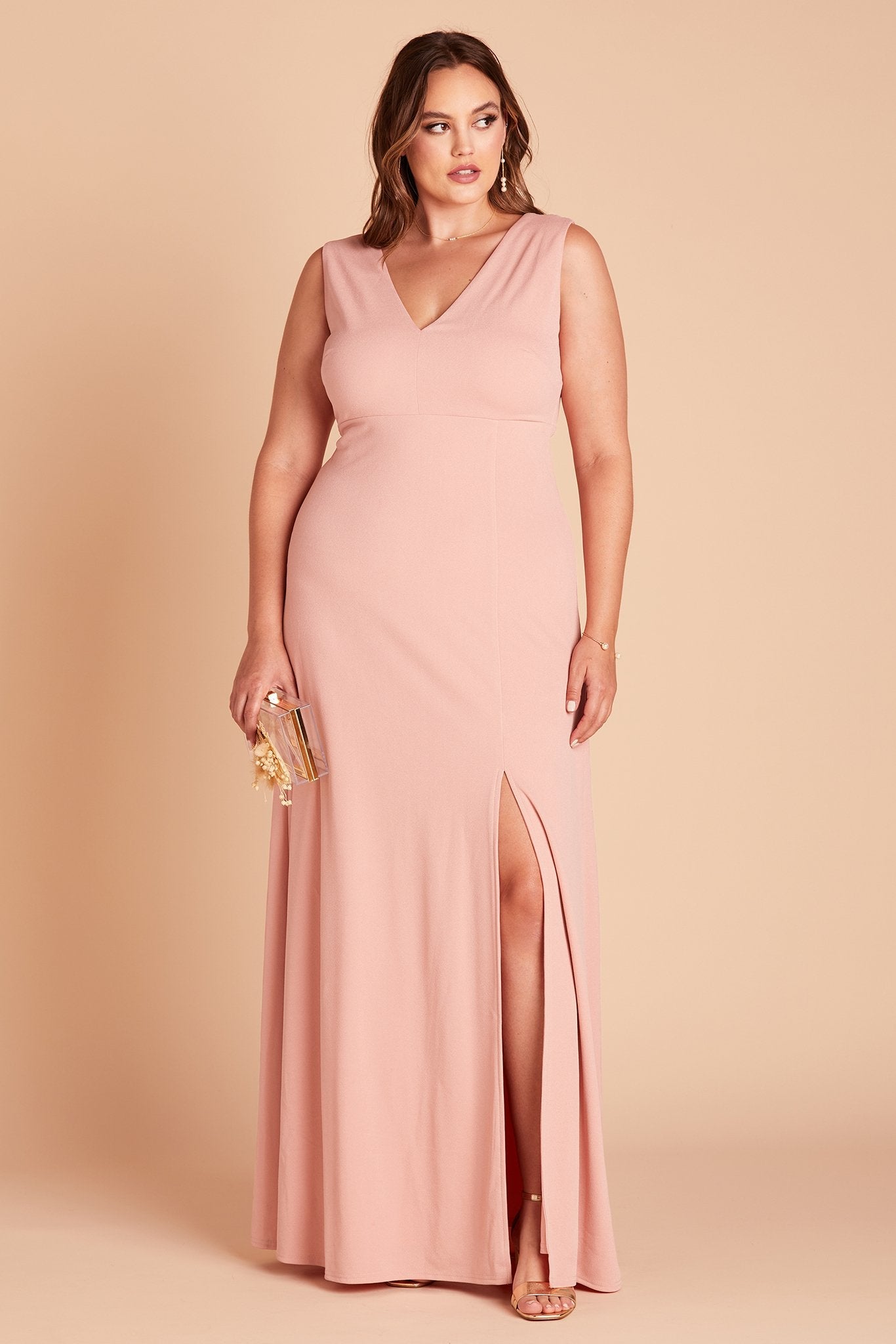 Elegant V-Neck Crepe Dress with A-Line Silhouette | Shamin