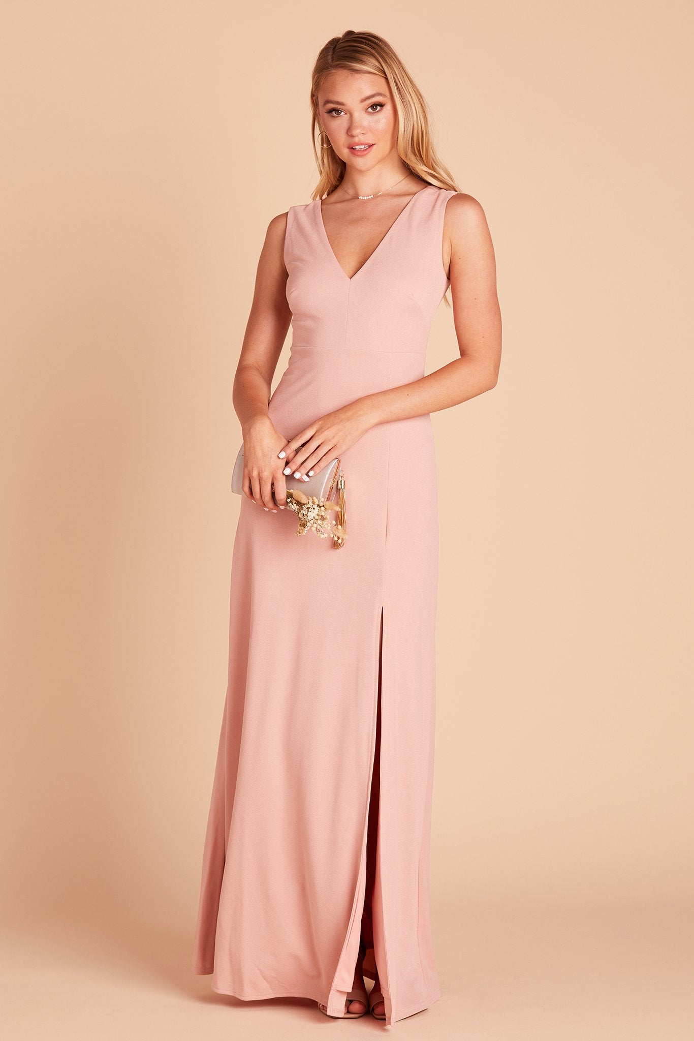 Elegant V-Neck Crepe Dress with A-Line Silhouette | Shamin