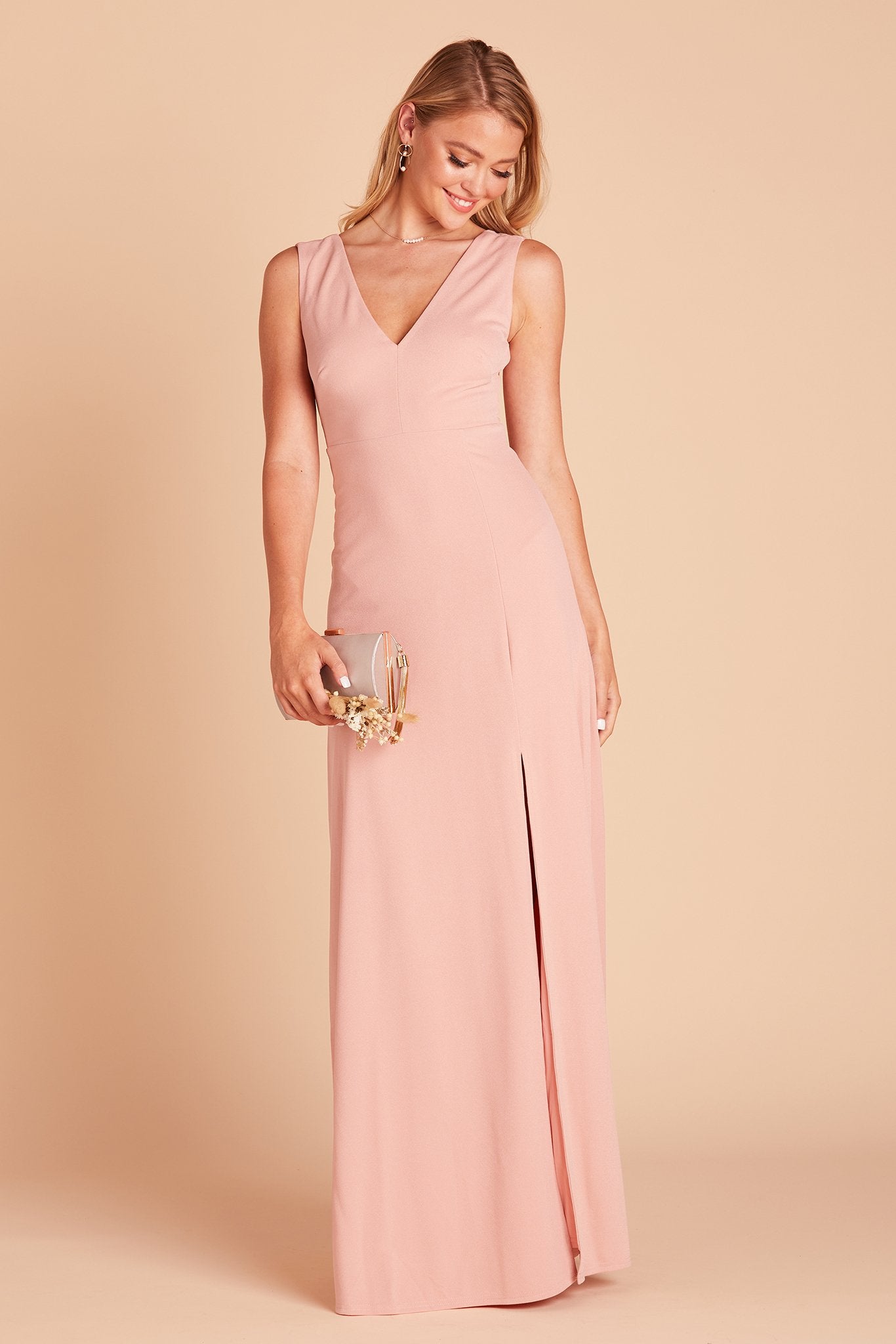 Elegant V-Neck Crepe Dress with A-Line Silhouette | Shamin