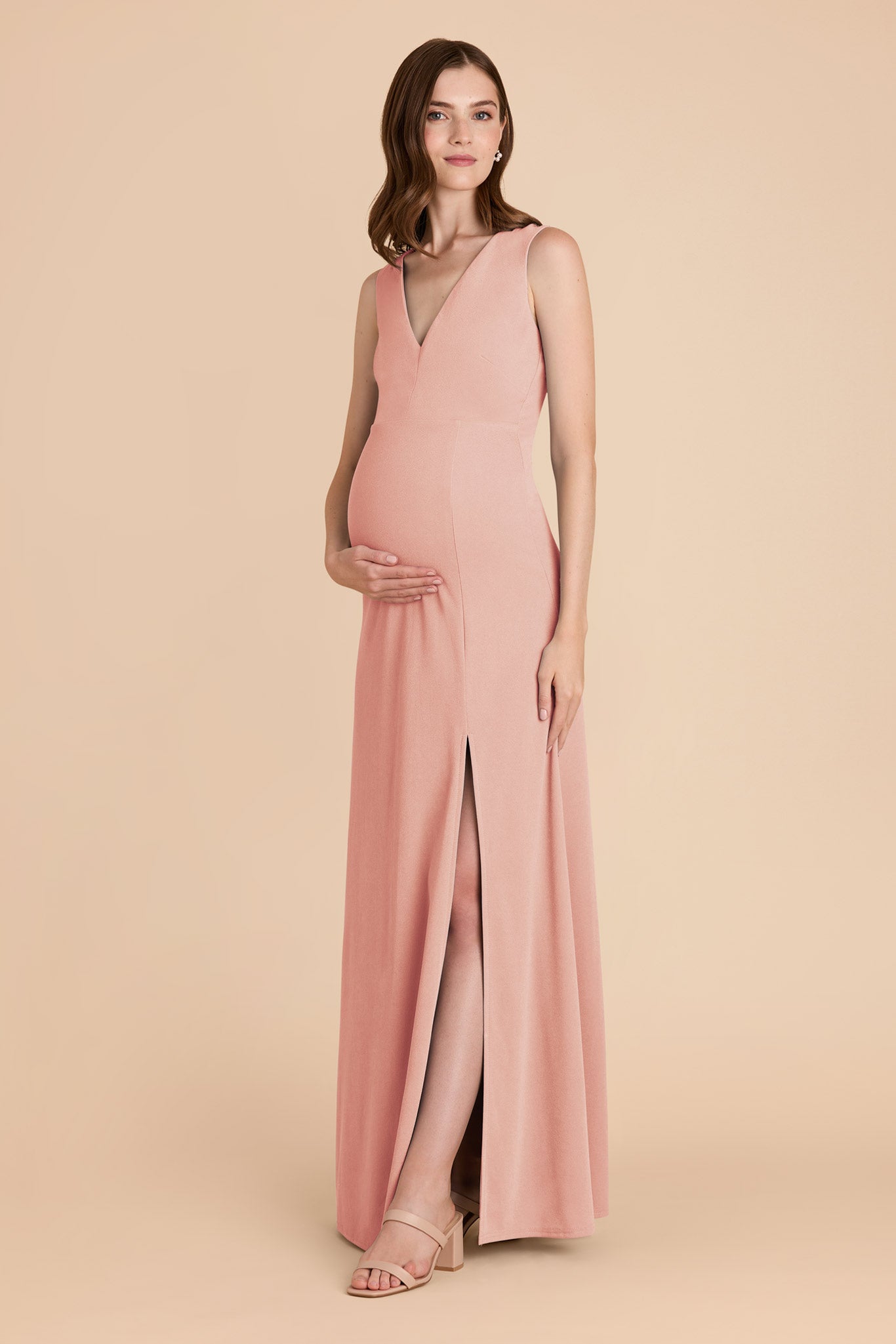 Elegant V-Neck Crepe Dress with A-Line Silhouette | Shamin