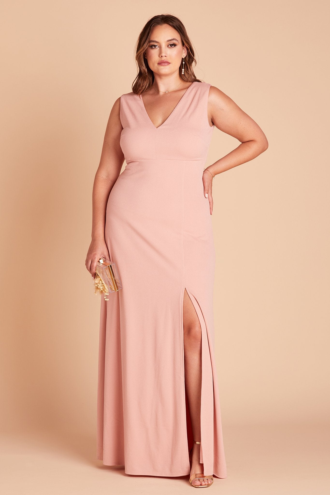 Elegant V-Neck Crepe Dress with A-Line Silhouette | Shamin