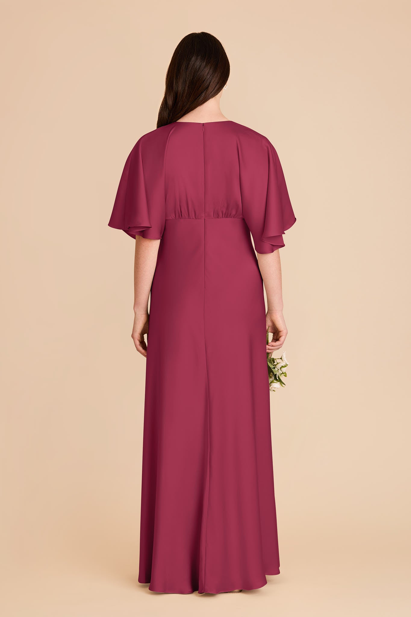 Matte Satin Maxi Dress with V-Neck & Thigh Slit | Shyla