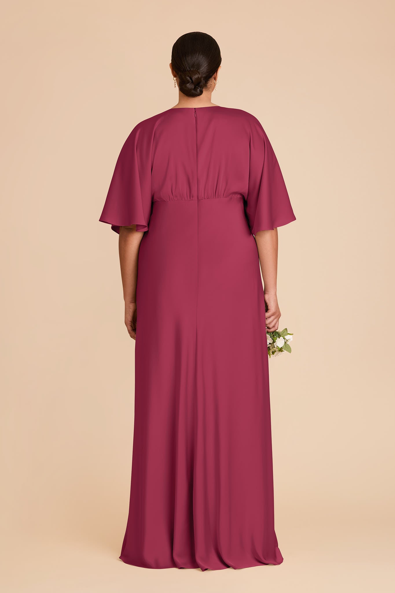 Matte Satin Maxi Dress with V-Neck & Thigh Slit | Shyla